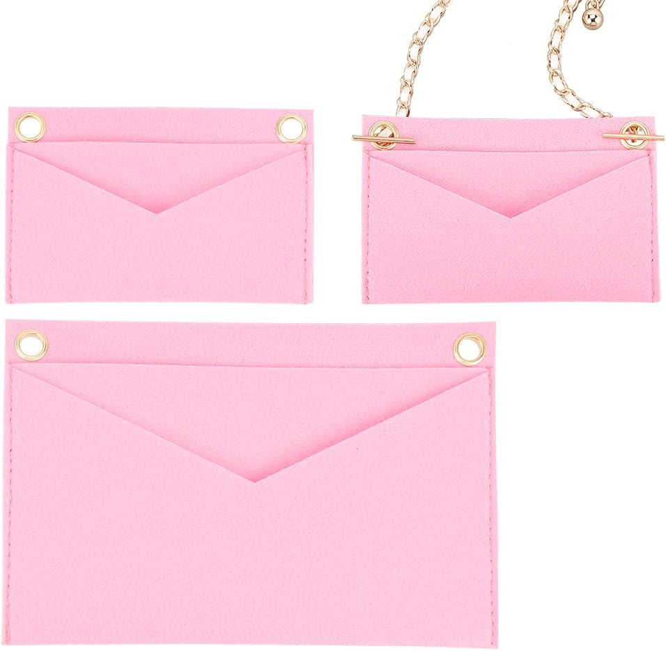 2 Sizes Purse Felt Organizer Insert, Women Pochette Conversion Kit (No Chain) Wallet Insert Liner with Eyelets Multi-Pocket Envelope Bag inside Organization Accessories for LV Kirigami, Pink