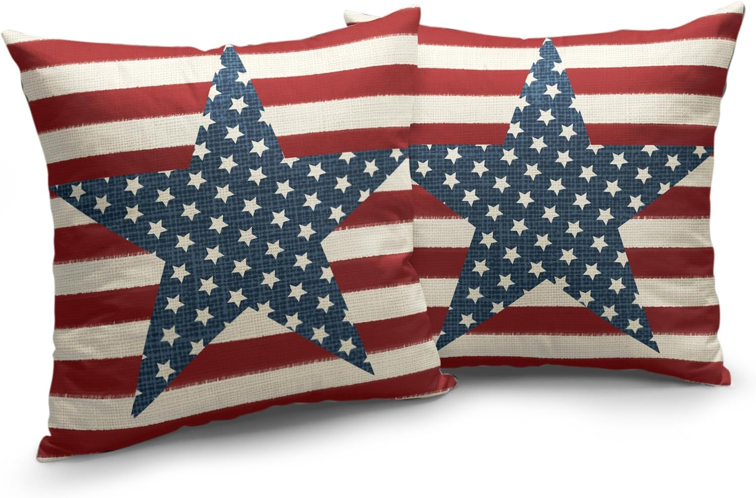 4Th of July Pillow Covers 18X18 Inch American Patriotic Throw Pillows Red Blue Star Pillow Case Set of 2 Cotton Linen Independence Day Decorations for Home Sofa Couch