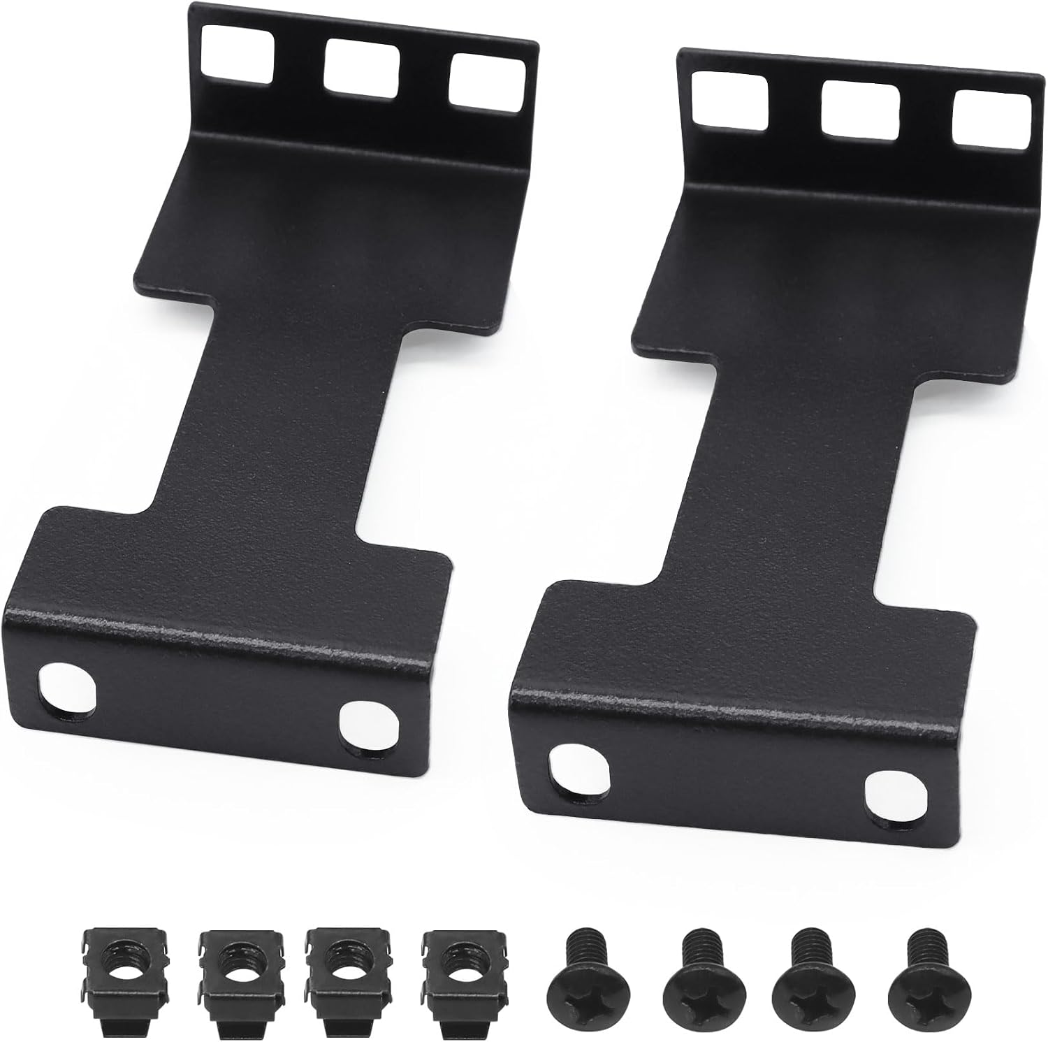 1U Server Rack Depth Extender, 3.94”(100Mm) Extending Depth, Network Rack Extender, Recessed Rack Adapter Kit for 1U Rack, 2 Packs, Black