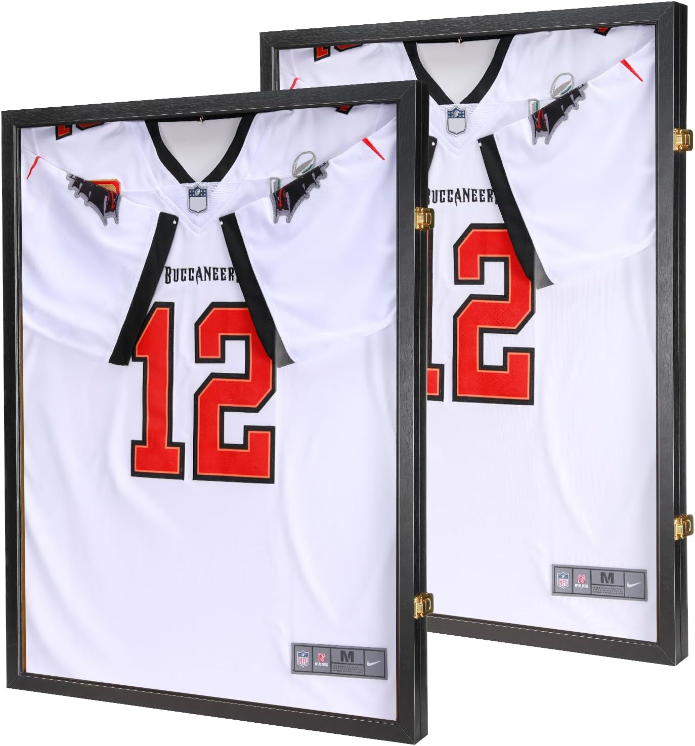 Jersey Wooden Frame Display Case -Shadow Box with 98% UV Protection Acrylic and Hanger for Baseball Basketball Football Hockey Sport Shirt and Uniform (Black, 2 Packs)