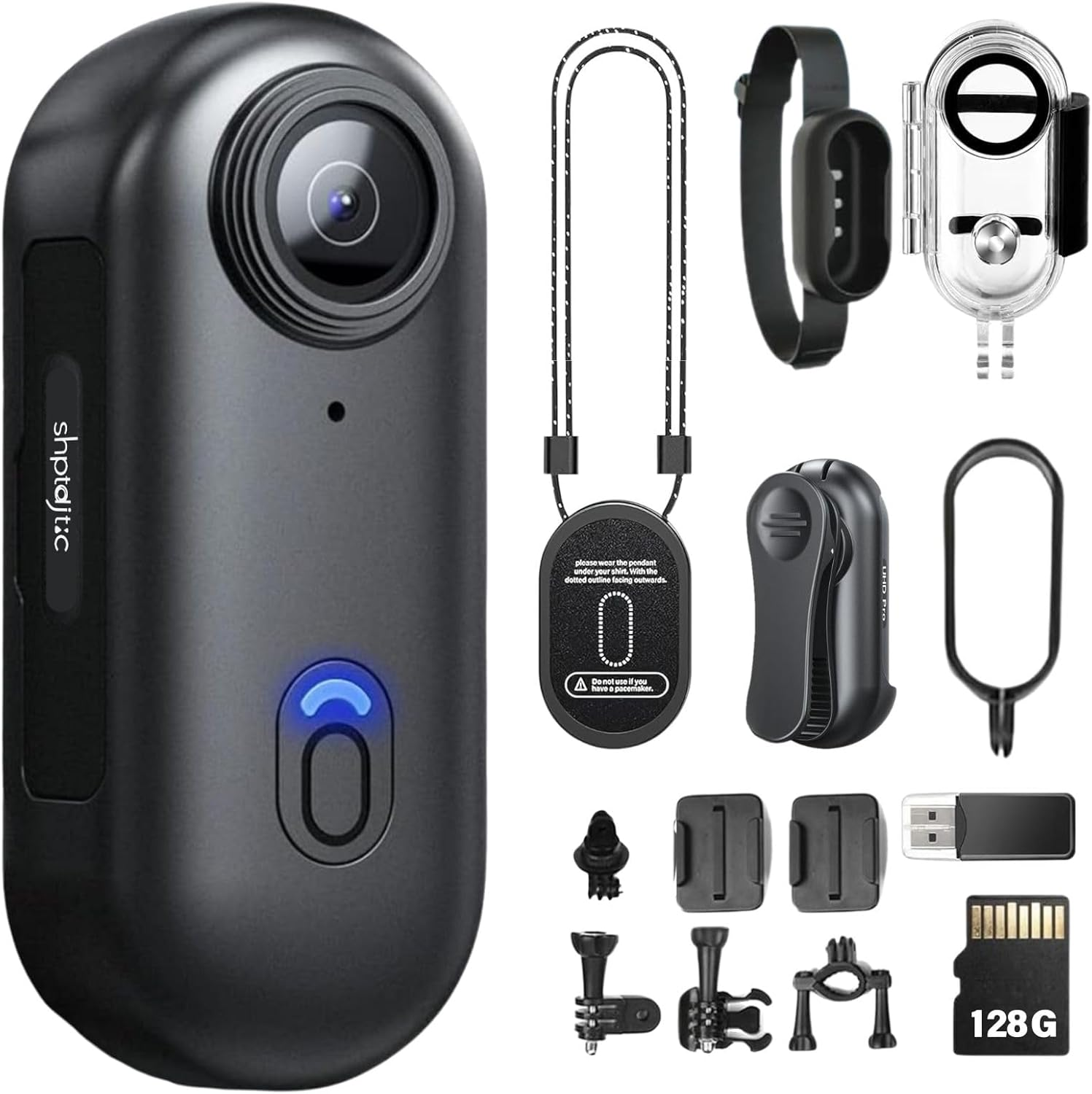 128G 4K Body Camera, Thumb Size Cam,Wearable Camera with 360°Rotatable Clip & Magnetic Clip,120 Minutes for Recording,Take for Lecture, Traveling,Pet Walking,Outdoors Activities (4K-P-128G)