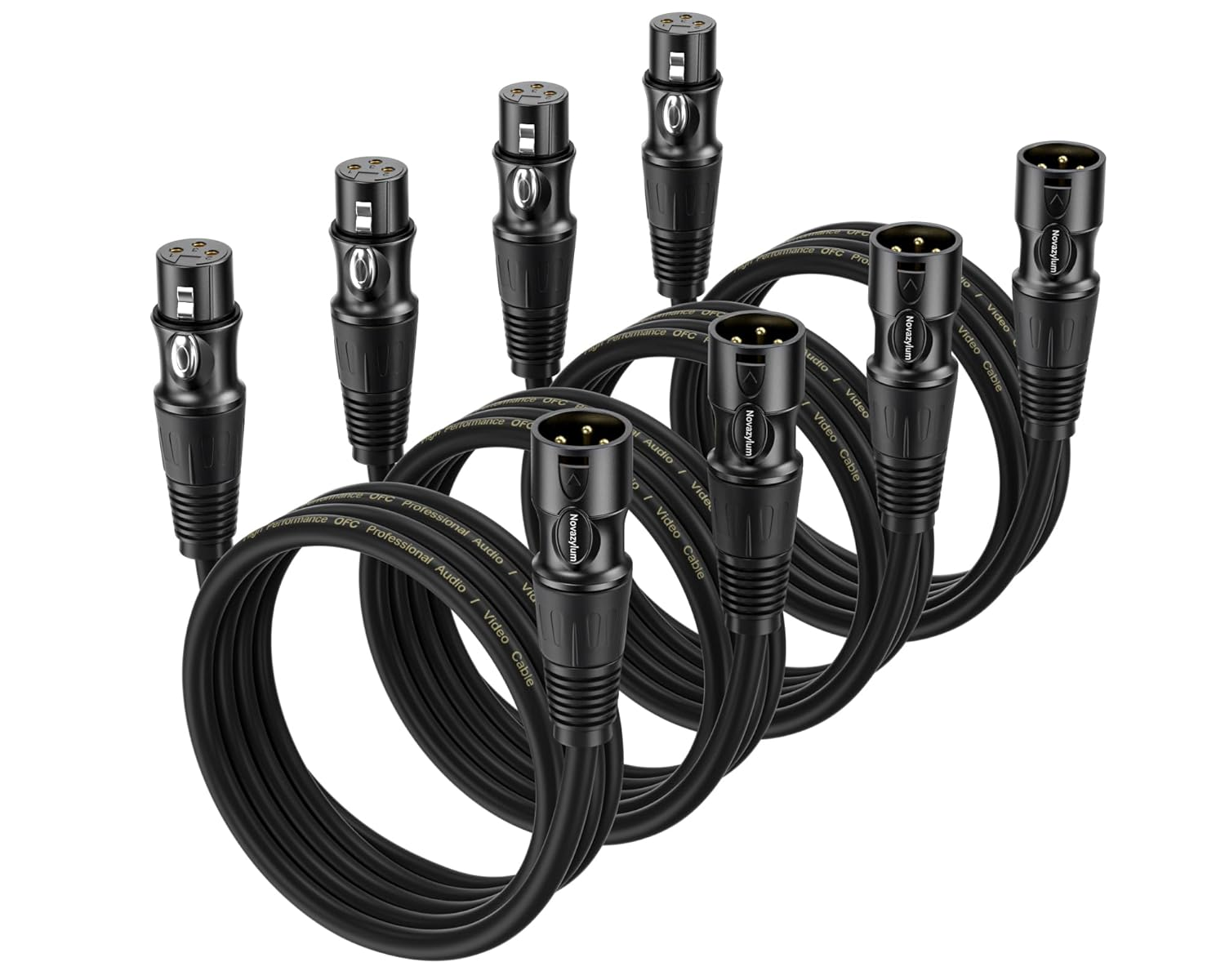 Cables XLR de 2 pies paquete de 4 cables de microfono macho a hembra 