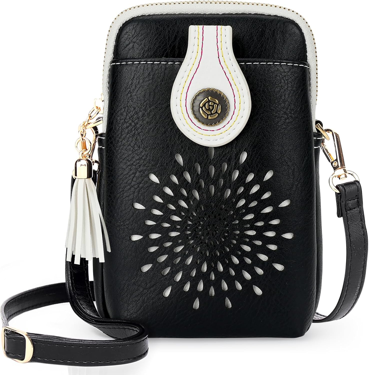 Small Crossbody Bags for Women, Lightweight Vegan Leather Cell Phone Purse, Cute Purses with Tassels