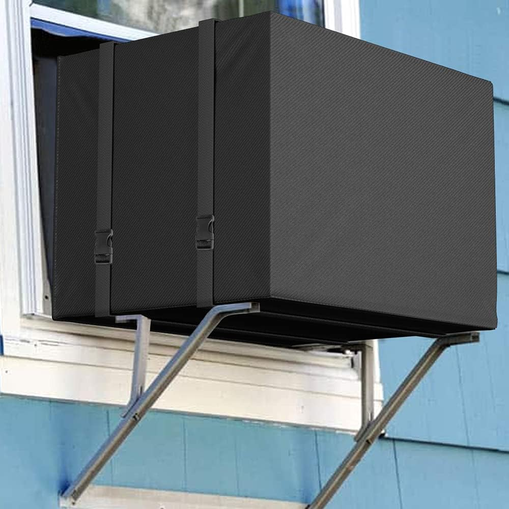 Air Conditioner Cover for Window Units outside Winter Ac Covers Outdoor Heavy Duty Waterproof Defender with Adjustable Strap Winter Small Size,21W*16D*15H