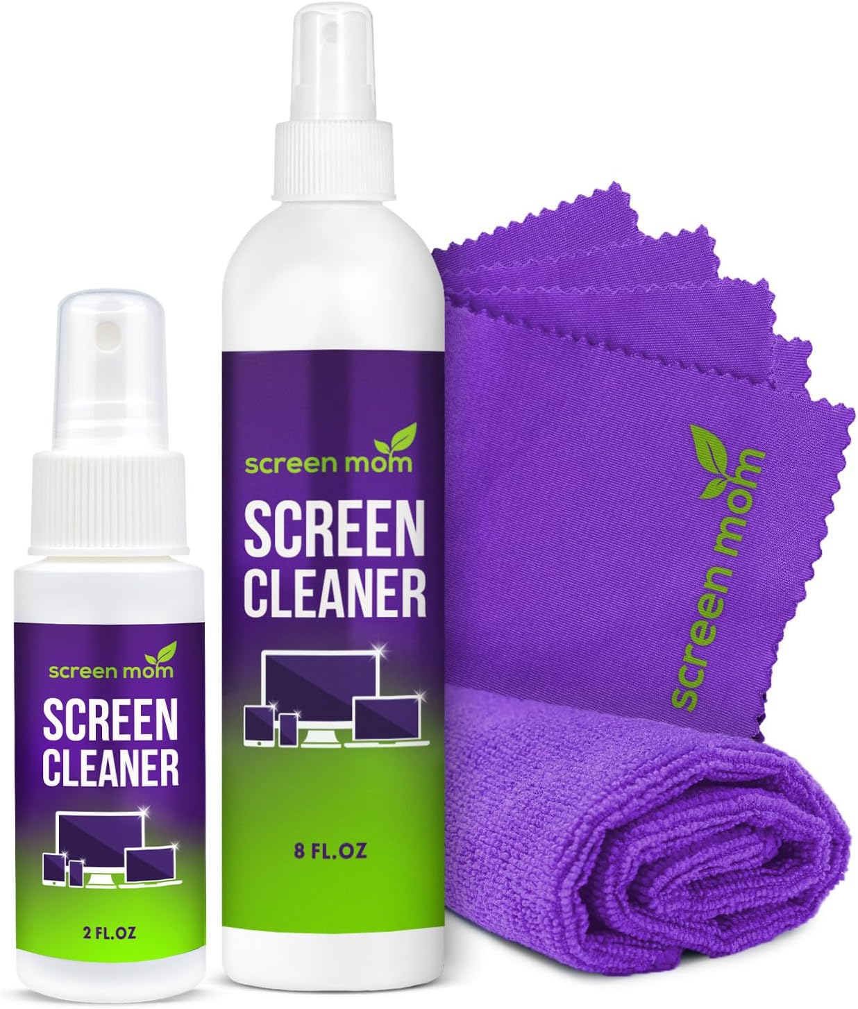 Screen Cleaner Spray and 4 Microfiber Cloths Bundle 8Oz & 2Oz, by , Eyeglasses or Monitor Screen Cleaner Spray and Wipe, Electronic Cleaner Spray, Car Screen Cleaning Kit
