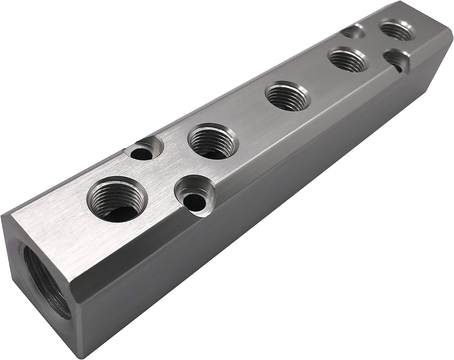 5 Way Pneumatic Manifold Air Distribution Block, G1/2 Supply Port, G1/4-Inch Output Port, Aluminum Alloy