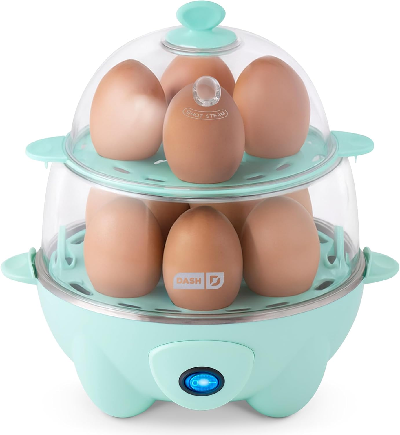 Deluxe Egg Cooker - Boiler, Poacher & Steamer - Includes Measuring & Recipe Guide - Dishwasher Safe - BPA Free - Holds 12 Eggs, Aqua