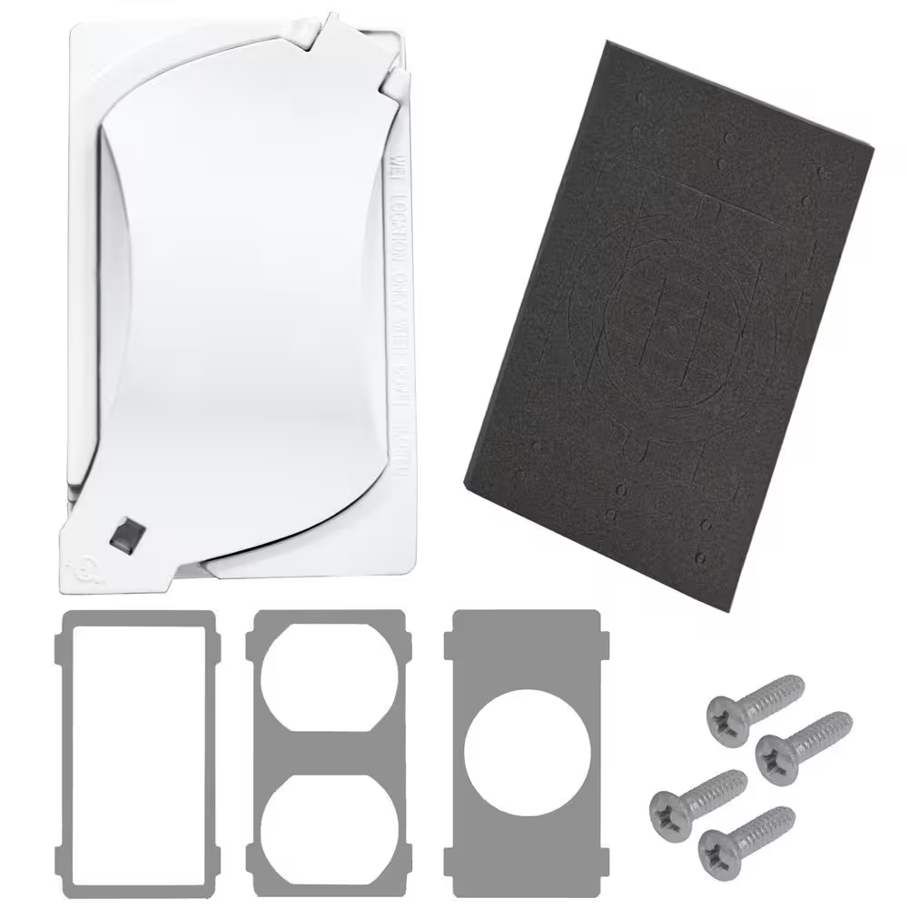 1-Gang Metal Weatherproof Universal Electrical Outlet Cover, White