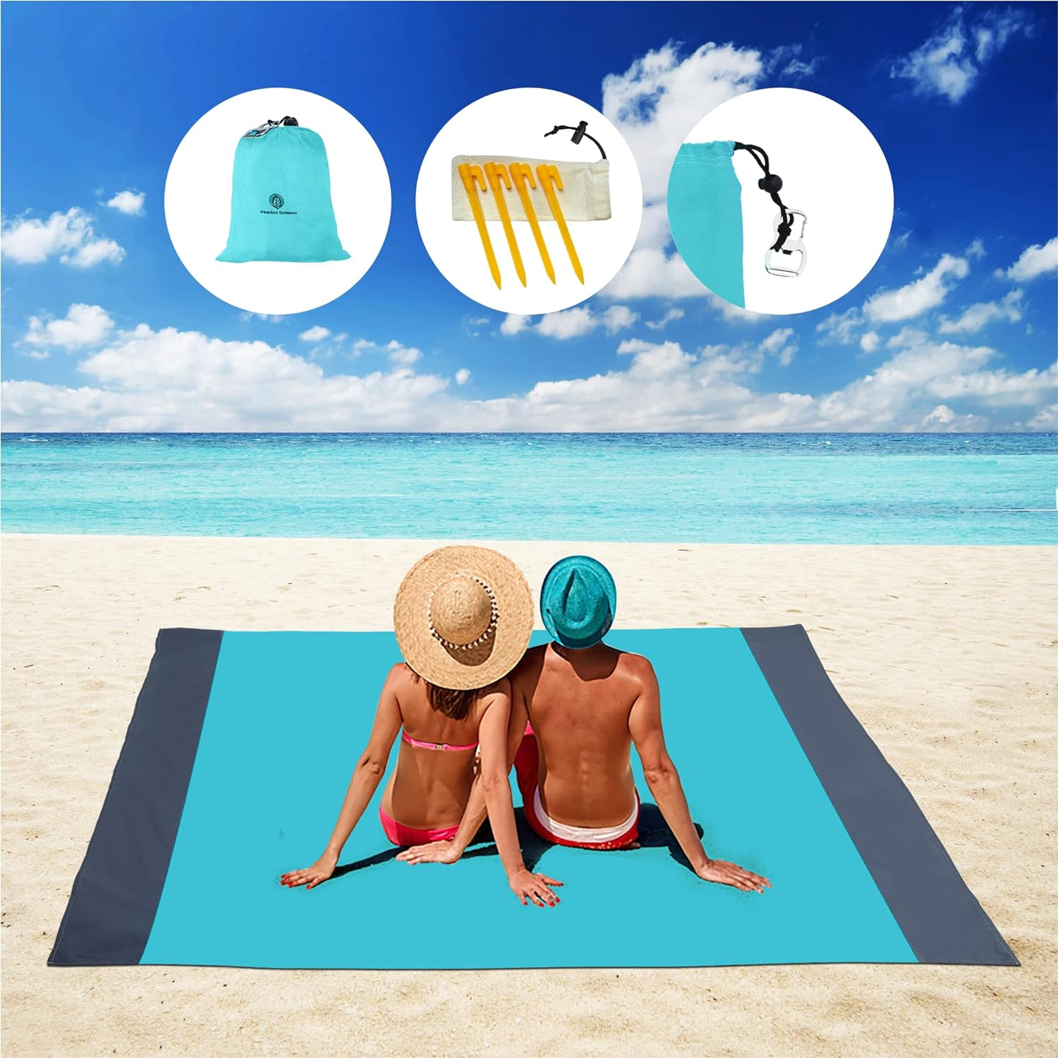 URBANECO OUTDOORS Lightweight Beach Blanket - Oversized 107" x 77" Waterproof... - Picture 13 of 16