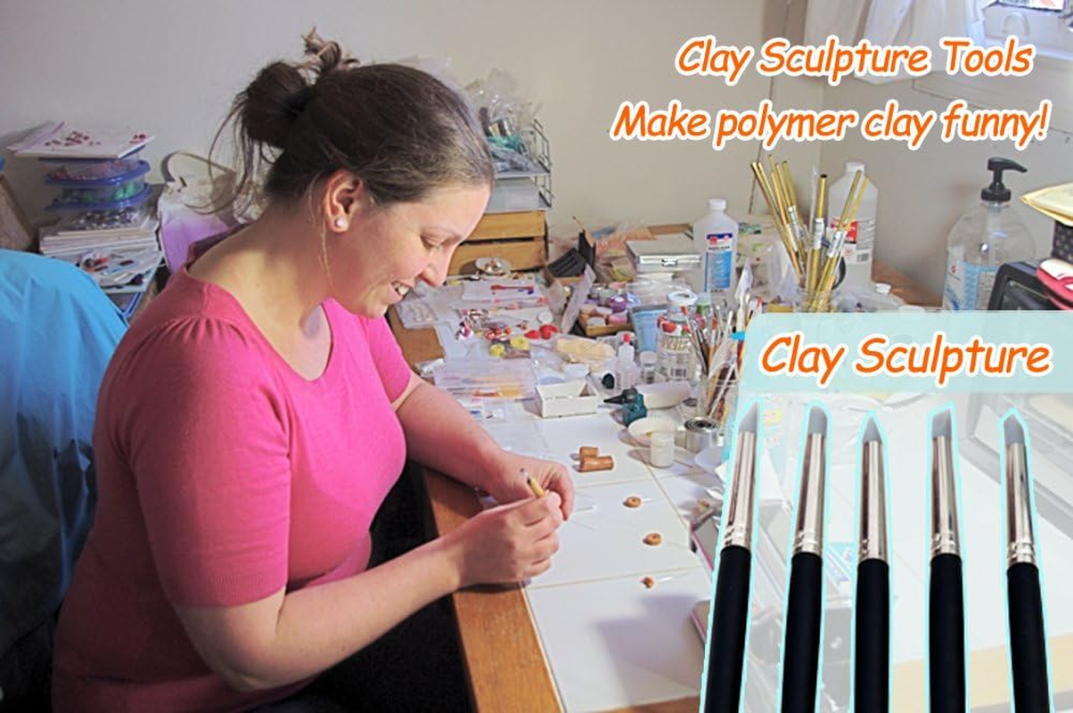 COMIART Clay Sculpture Tools Silicon Color Shapers Painting Brushes Size 6 - Picture 9 of 14