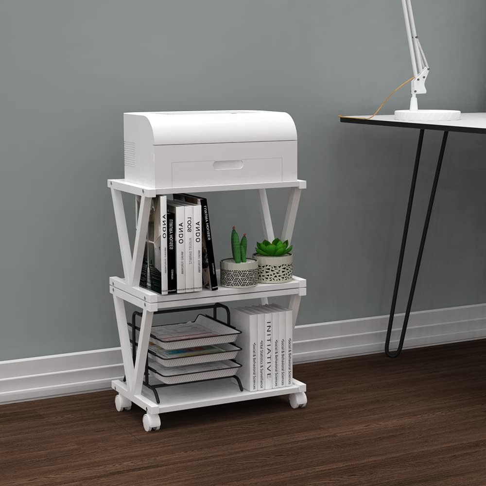 VEDECASA Retro Desktop Printer Stand 2 Double Tiers Wood Printer Shelf Modern... - Picture 7 of 15