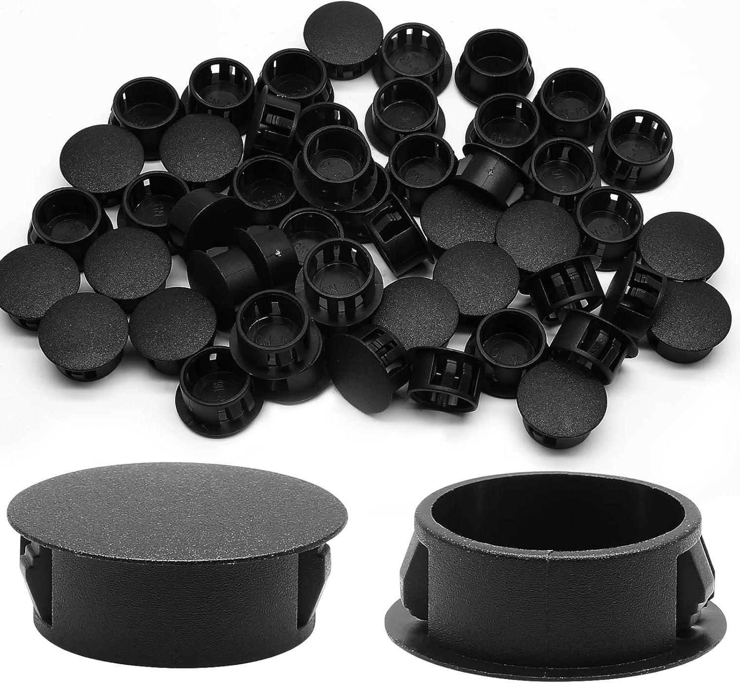 50Pcs Black Plastic Hole Plugs, 5/8Inch (16Mm) round Flush Mount Hole Plug Panel Plug Snap for Table, Chair, Furniture