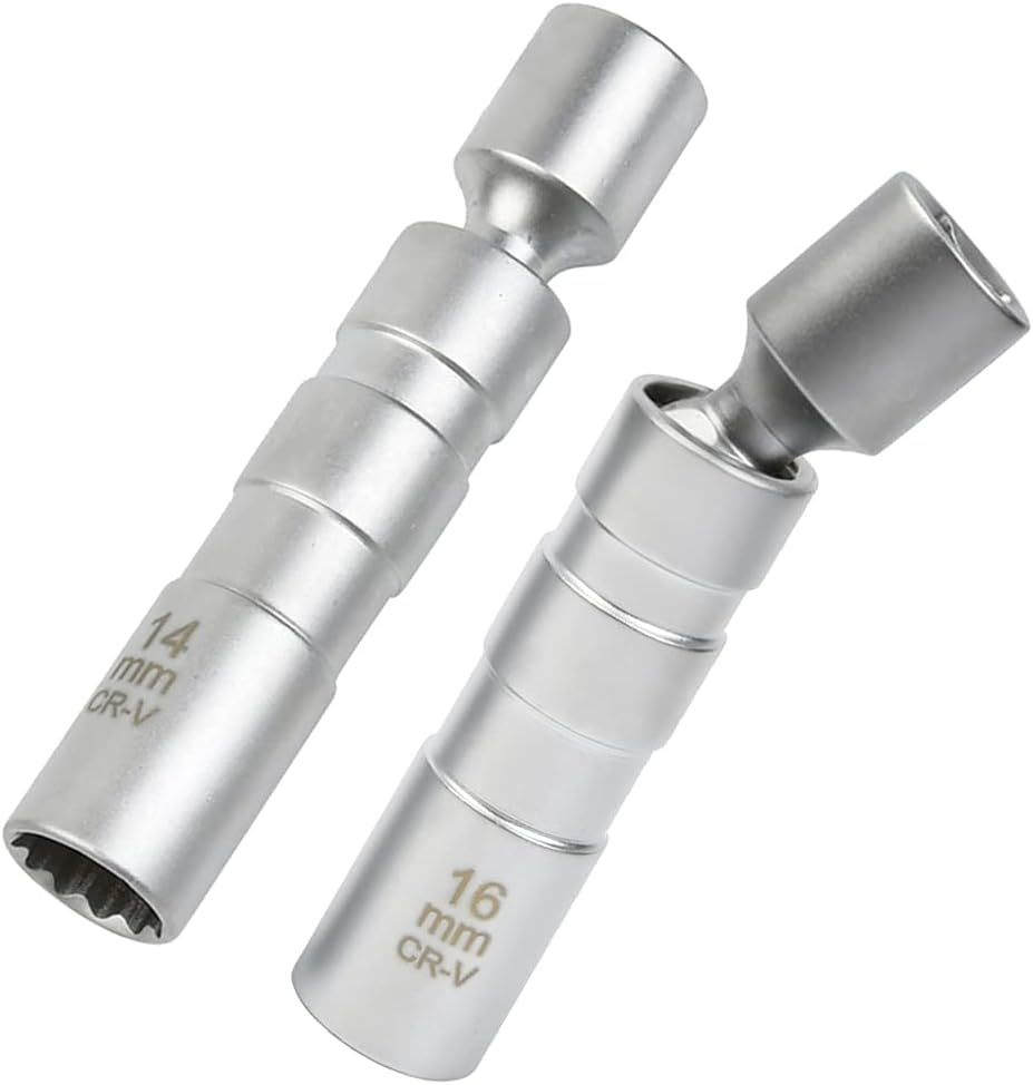 2 Stück Universal Flexibel Zündkerzenschlüssel 16Mm Und 14Mm, Zündkerzen Schlüsselsatz Magnetisch Zündkerze Steckschlüssel Entferner Installer Werkzeug Drehbarer Kfz-Zündkerzenschlüssel