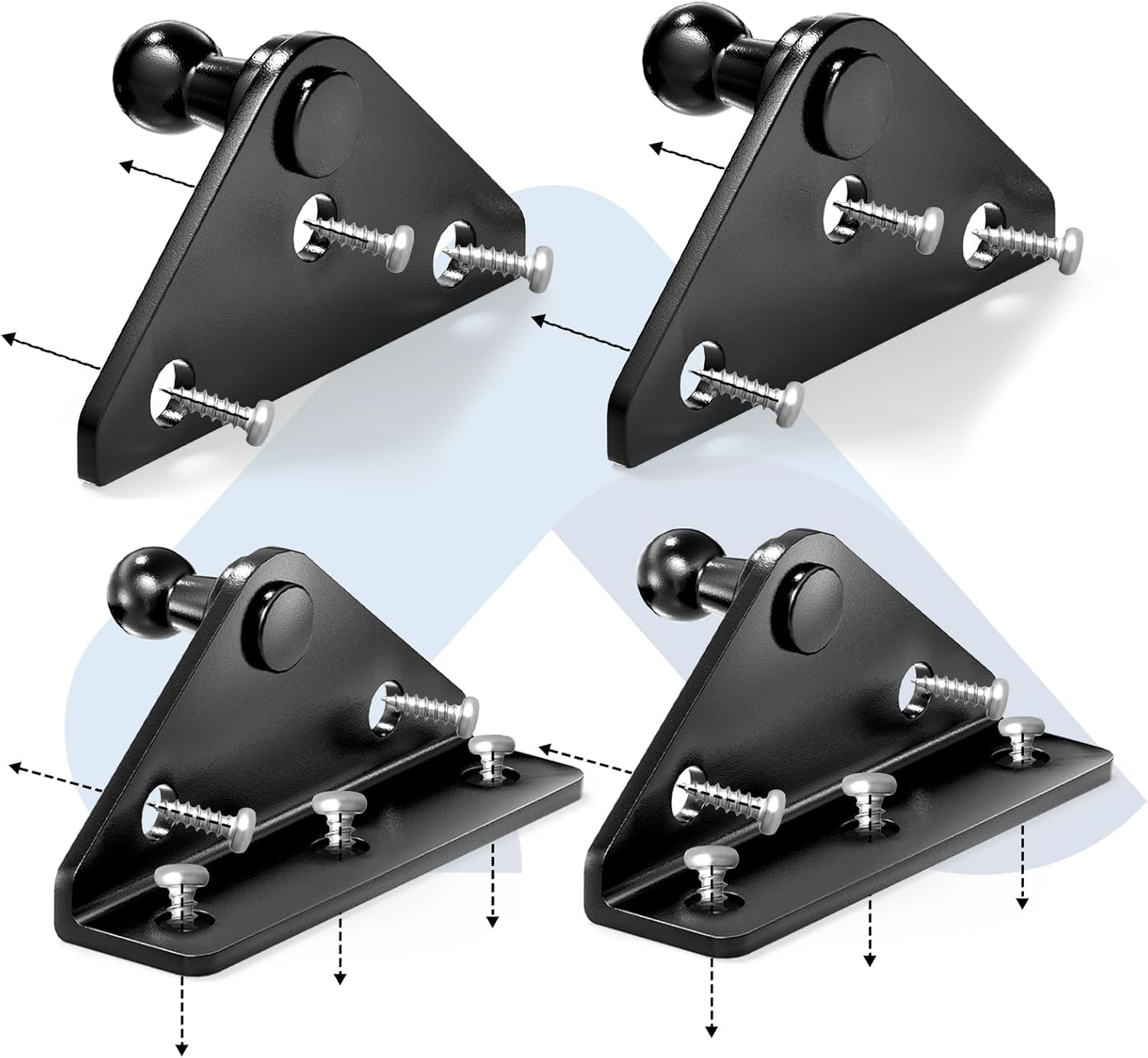 ARANA 10MM Gas Strut Mounting Brackets, Ball Stud Mount Bracket for Universal Lift Supports Shocks Spring Kits Hardware 4PCS with 16 Screws (Only Fits 10Mm Ball Head)