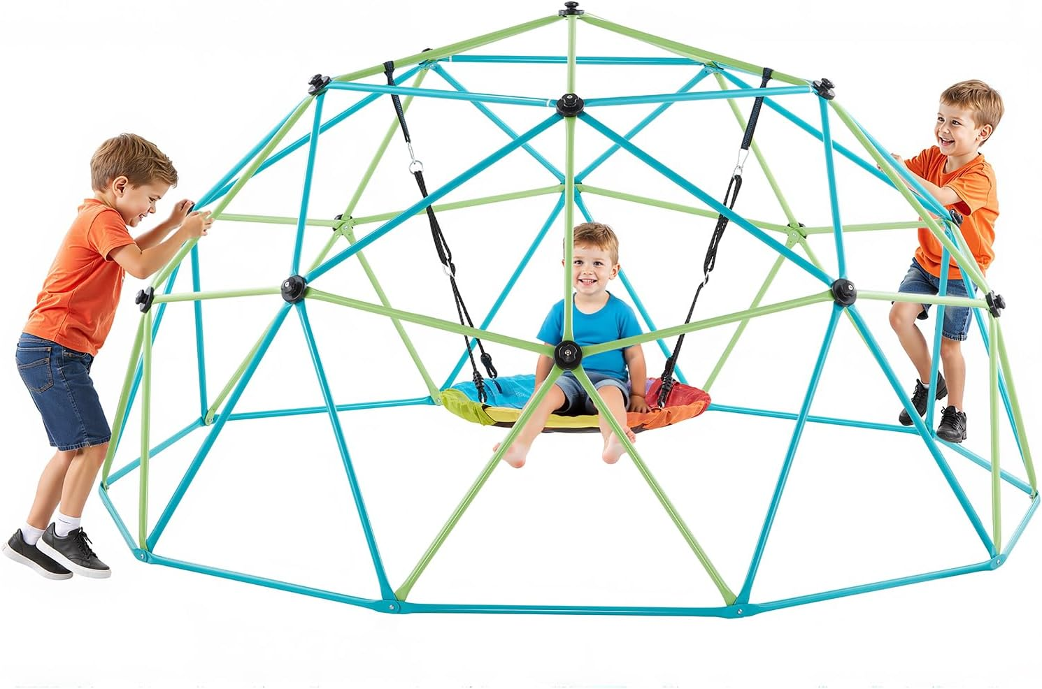 Climbing Dome, 10FT Geometric Dome Climber with Saucer Swing, 1000LBS Loading Kid'S Jungle Gym Playground, Easy-Assembly Outdoor Backyard Climbing Equipment for Boys Girls 3 to 10 Years Old