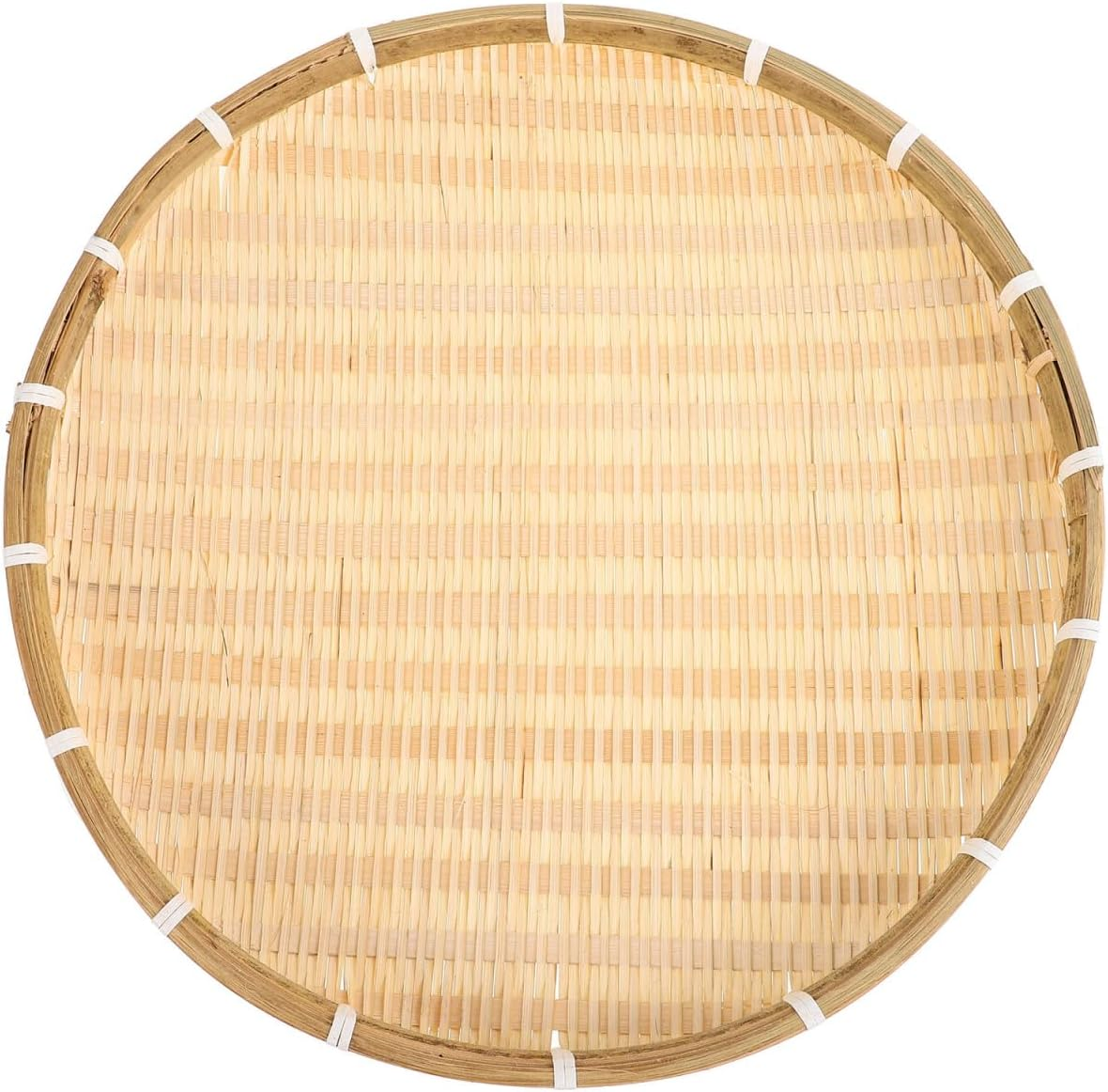 16 Inch Bamboo round Tray Woven Basket for Food Serving and Drying Handmade Bamboo Sieve for Kitchen Home and Party Use