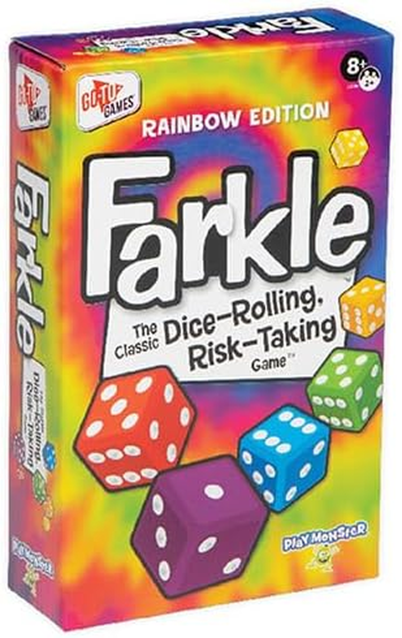 Farkle Classic Dice Game – Rainbow Kids Games, Dice Games, Family Games, Travel Games, Adult Games, Board Games, Dice Cup, Dice Set, Farkle Score Sheets Included, Ages 8+