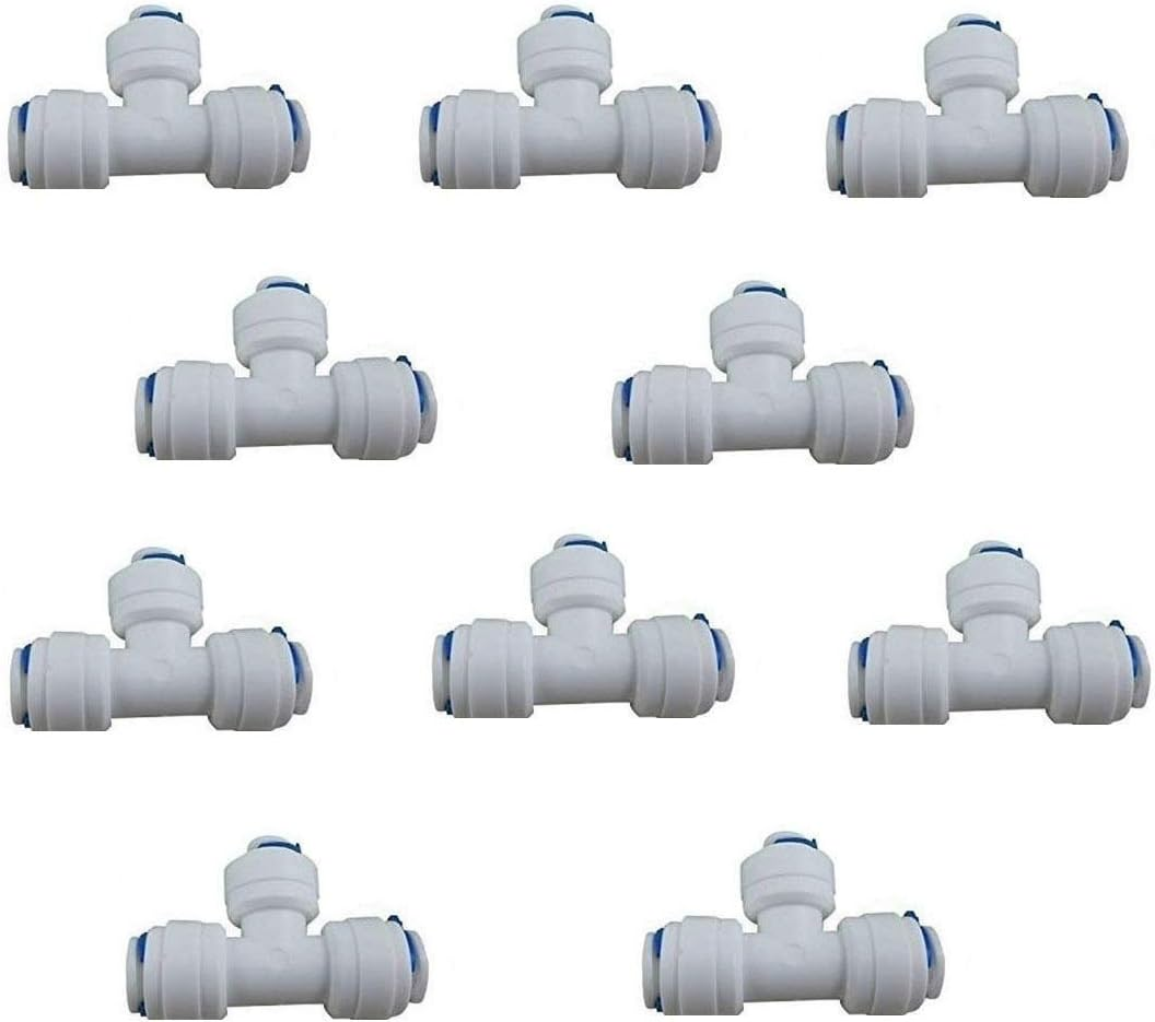 Lemoy Liimevvon 10X 1/4 Inch Tee 3 Way Tube Quick Connect Push Fit RO Water Reverse Osmosis System