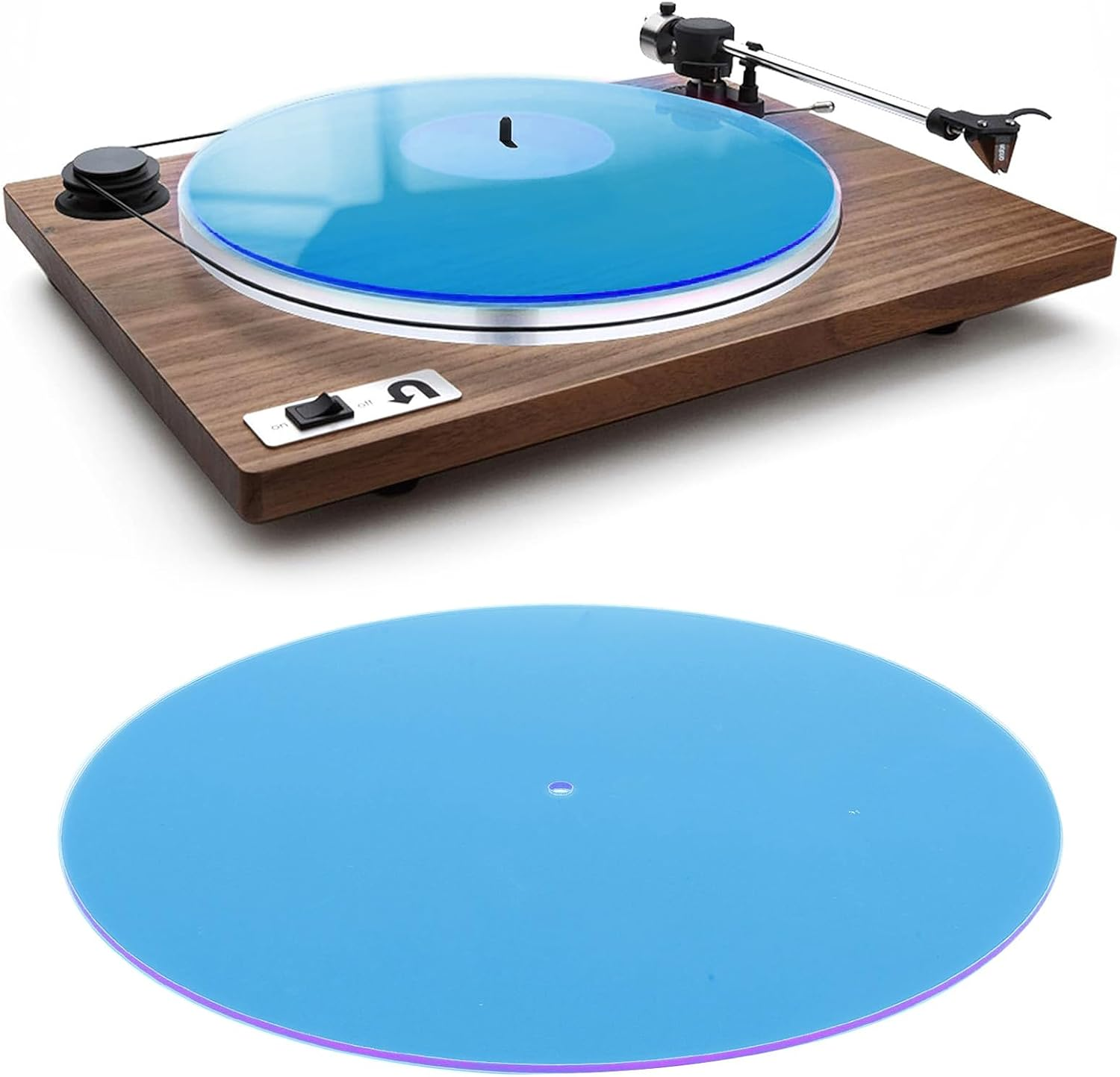 Acrylic Turntable Mat, Platter Slipmat for 12 Inch Record Player, Reduces Noise & Sounds from Static & Dust, anti Static Turntable Platter Mat (Blue)