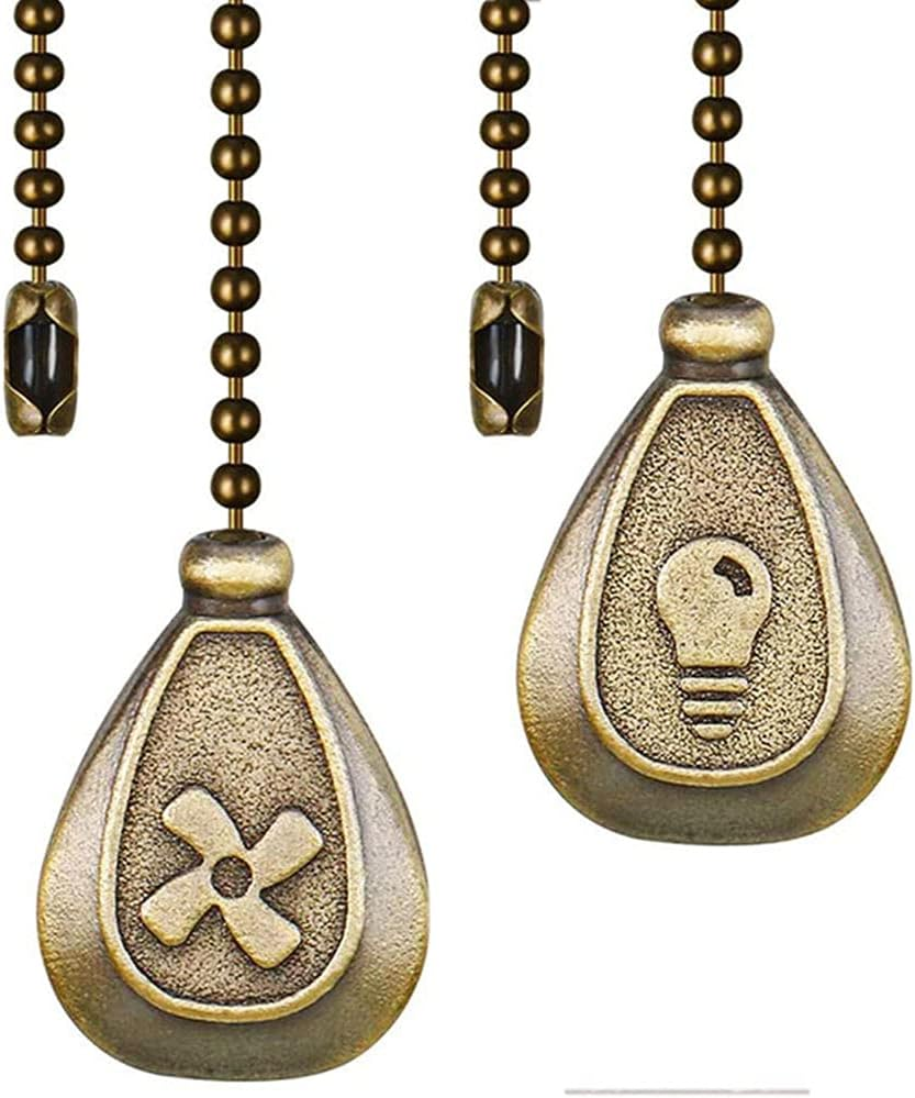 Ceiling Fan Chain Pulls Decorative Ornaments 12 Inches Walnut Bronze Color Pendant Pull Chain Fan Pulls Extension for Ceiling Light Lamp Fan Chain(Copper Pull Chain) 2 Pcs