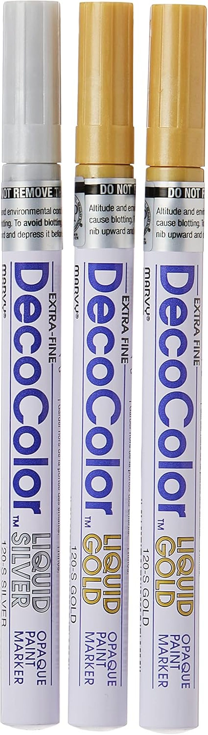 Uchida of America 1234-3C Decocolor Extra Fine Point Pen, Silver/Gold, 3-Pack