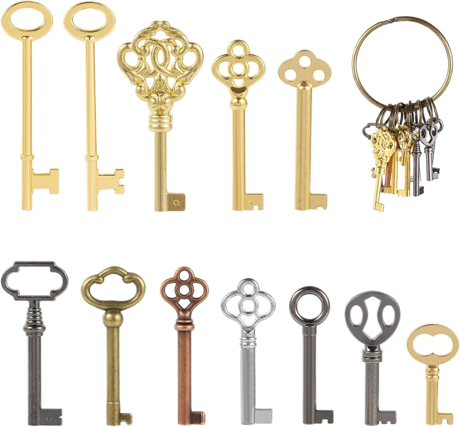 12PCS Hollow Barrel Universal Skeleton Key for Vintage Furniture and Locks