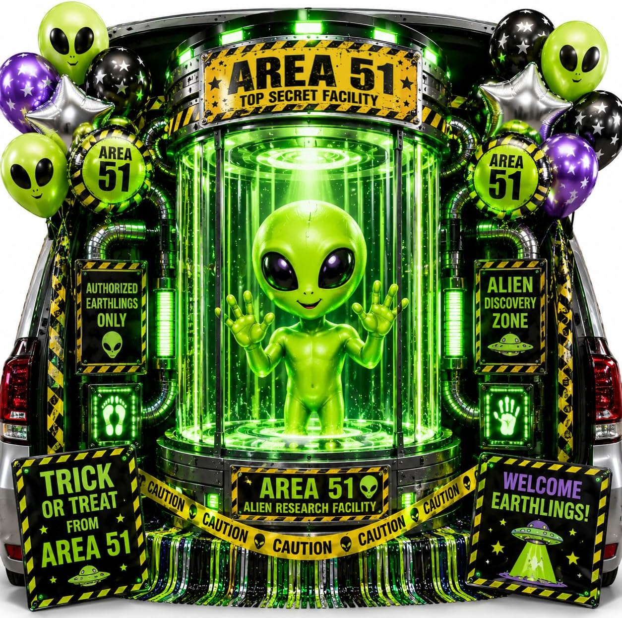 Halloween Alien Trunk or Treat Car Decorations Kit for SUV Alien Lab Decor