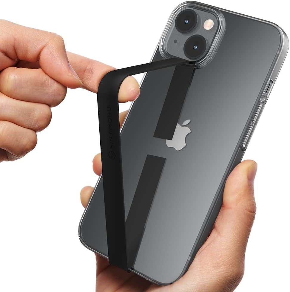 Silicone Stretching Strap as Phone Grip Holder, Slim Grip Tape for Iphone Case, Secure Phone Strap as Cell Phone Holder. Sinji Loop Black