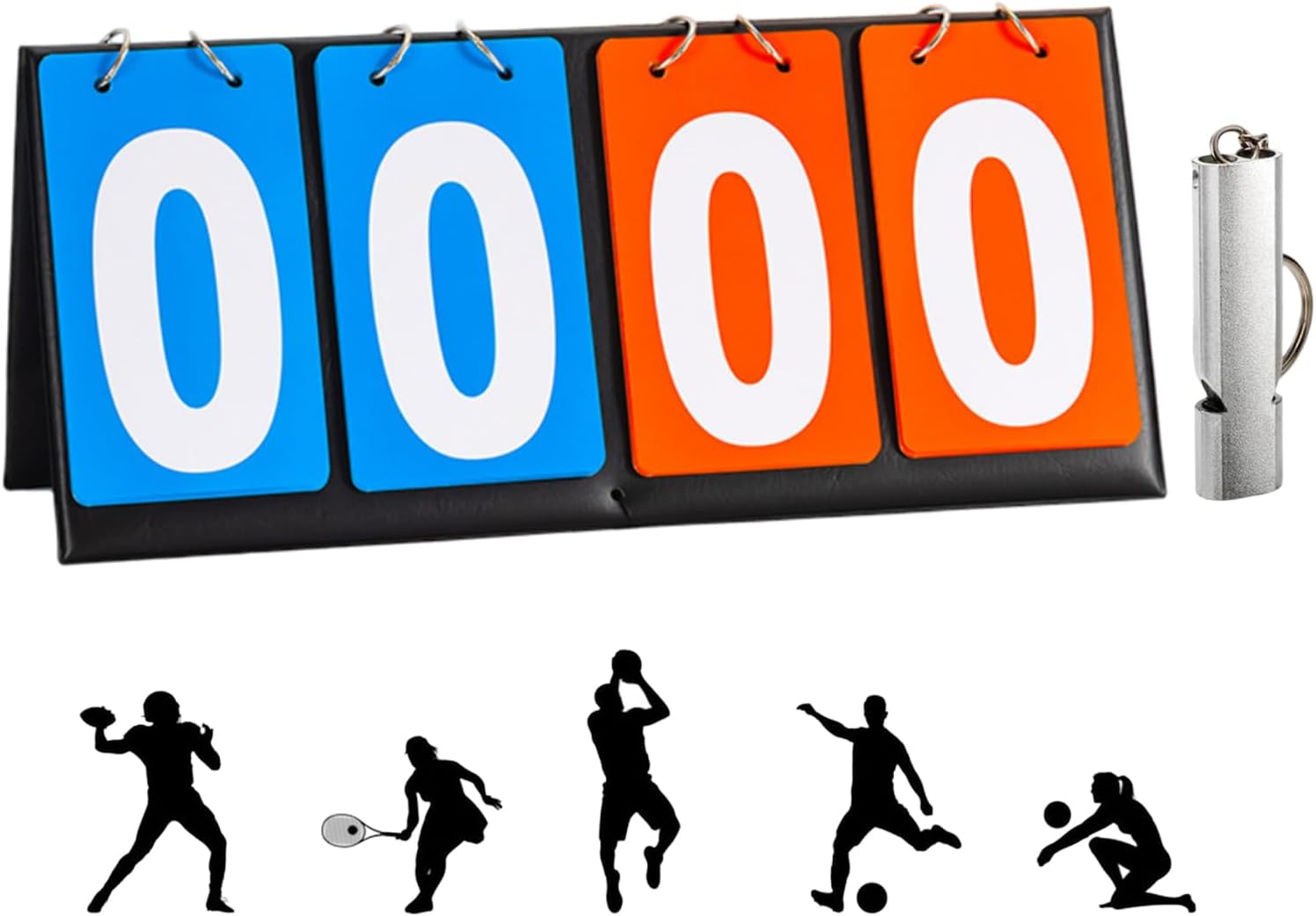 Tabellone Segnapunti a 4 Cifre,Tabellone Sportivo,Con Fischietti,Impermeabile,Capovolgere,Portatile,Riutilizzabile,Per Ping Pong,Basket,Badminton,Pallavolo Competizioni