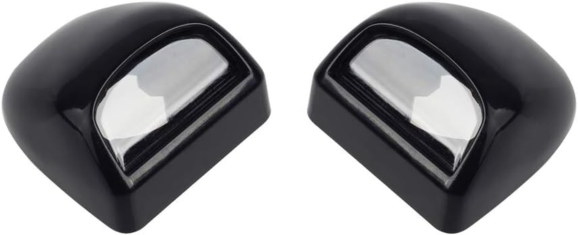 HERCOO License Plate Lights Lamp Lens Black Housing Compatible with Silverado Sierra Avalanche Suburban Escalade Yukon Step Bumper Truck Clips Aftermarket, Pack of 2