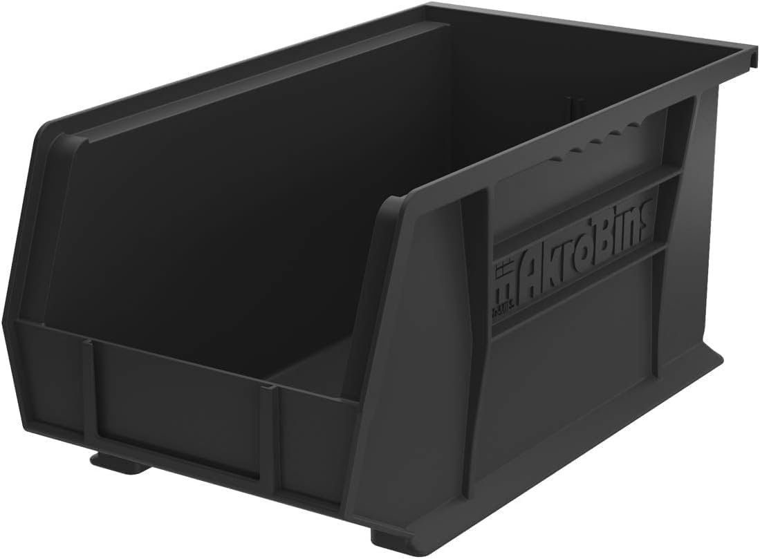 30240 Akrobins Plastic Storage Bins, 15"X8"X7", Black, 12-Pack