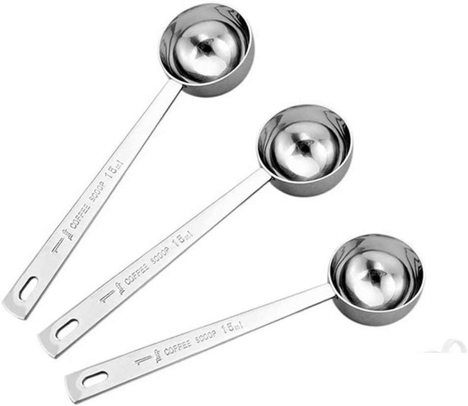 Stainless Steel 1 Tablespoon Measuring Coffee Scoop Spoon, Set of 3