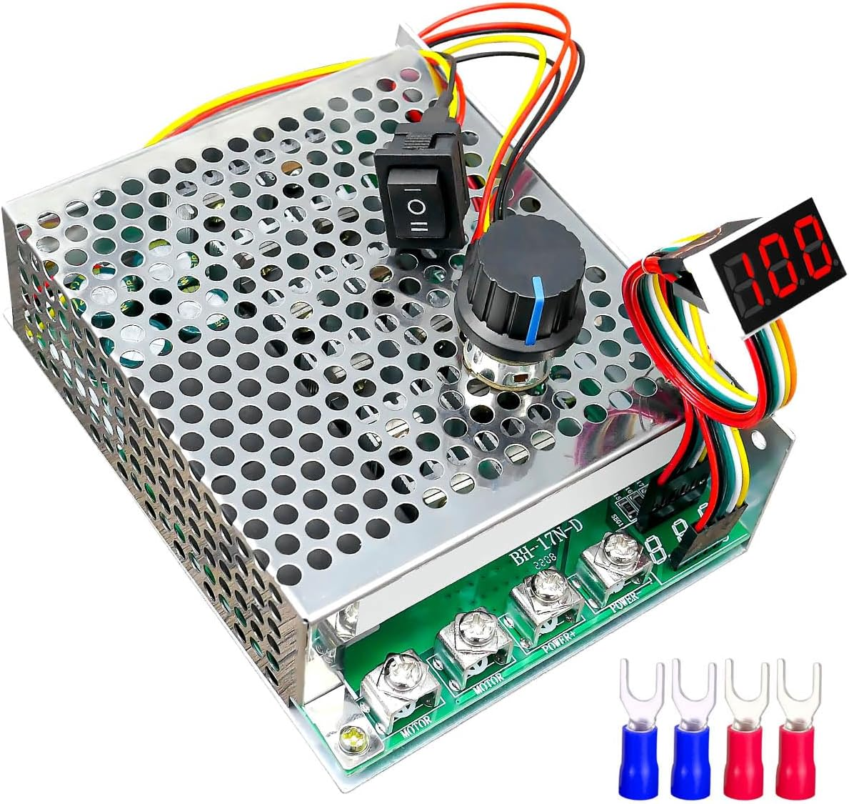 PWM DC Motor Speed Controller, DC 10-55V MAX 100A, Stepless Brushed Motor Controller with LED Display, Adjustable Potentiometer and Forward Brake Reverse Switch 12V 24V 36V 48V 50V