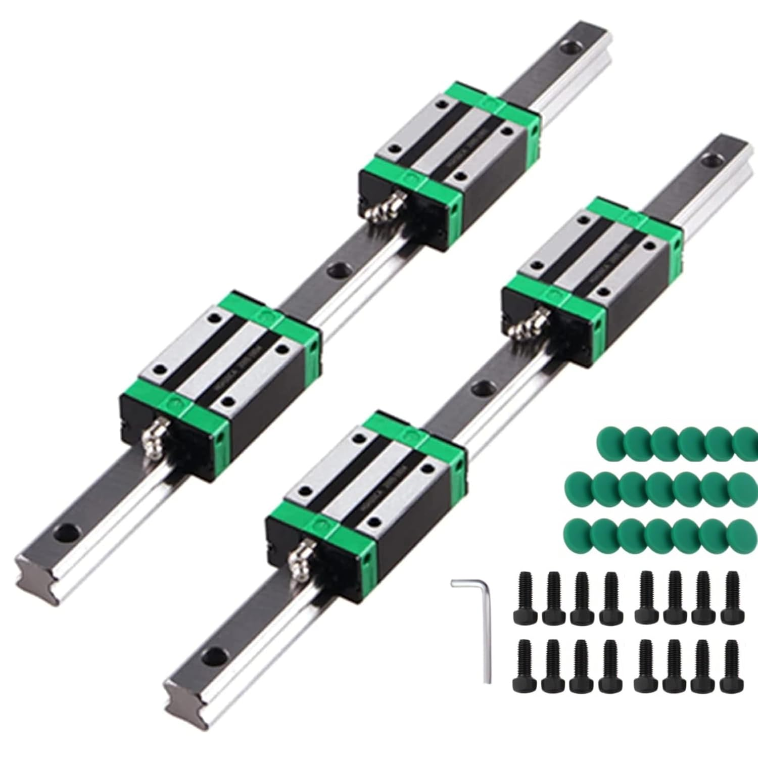 Linear Guide Rail 2 X HGR 20-300Mm Linear Slide Rail + 4 X Bearing Blocks Linear Guideway Rail for DIY CNC Routers Lathes Mills