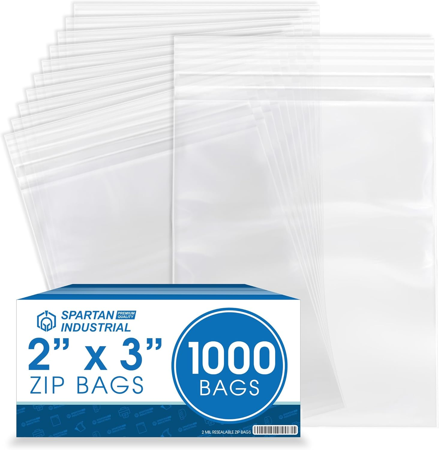 - 2” X 3” (1000 Count) 2 Mil Clear Reclosable Zip Plastic Poly Bags with Resealable Lock Seal Zipper