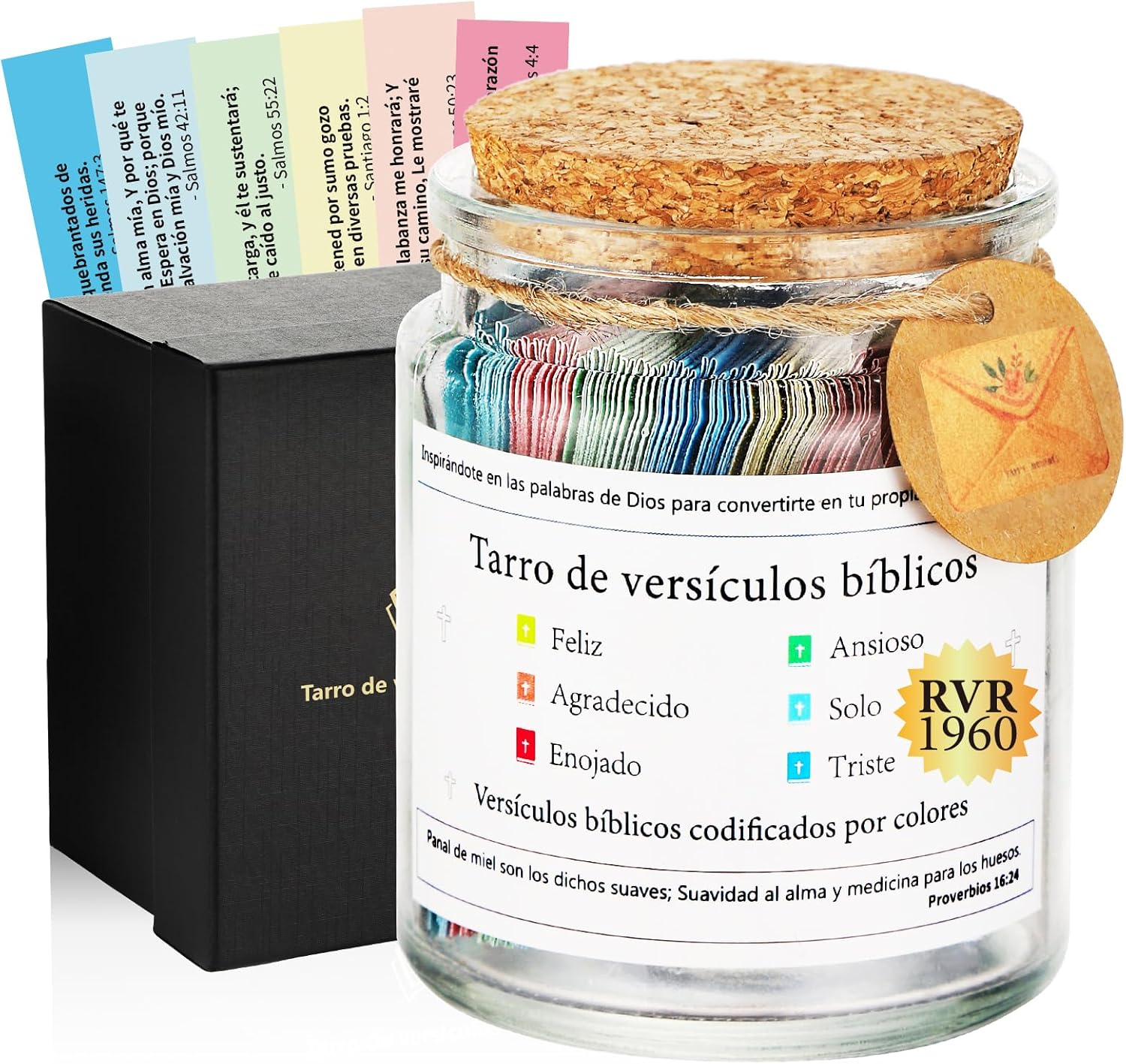 Spanish Bible Verse Jar,Frasco de Versículos Bíblicos en Español(RVR 1960),Regalos Cristianos para Mujer,Inspirational Prayer Scripture Cards,Biblical Religious Christian Gifts for Women Men Teen Kids
