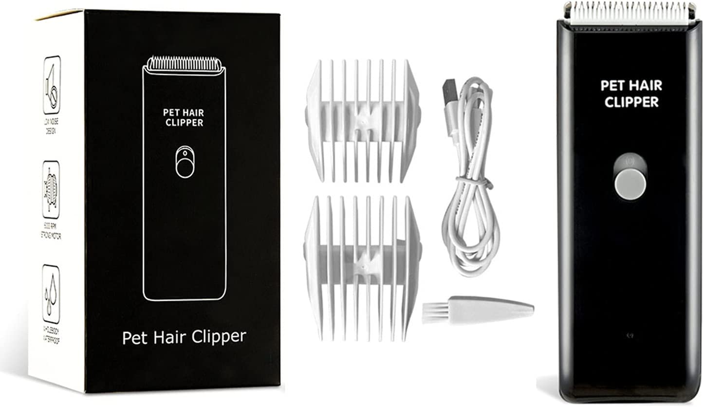 USB Rechargeable Dog Clippers, Quiet, Washable, Black for Dogs & Cats
