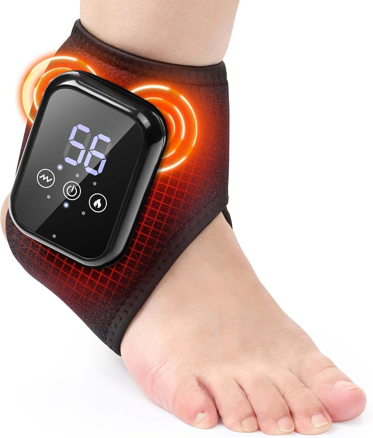 Cordless Foot & Ankle Massager Heating Pad Relaxation Massage Black