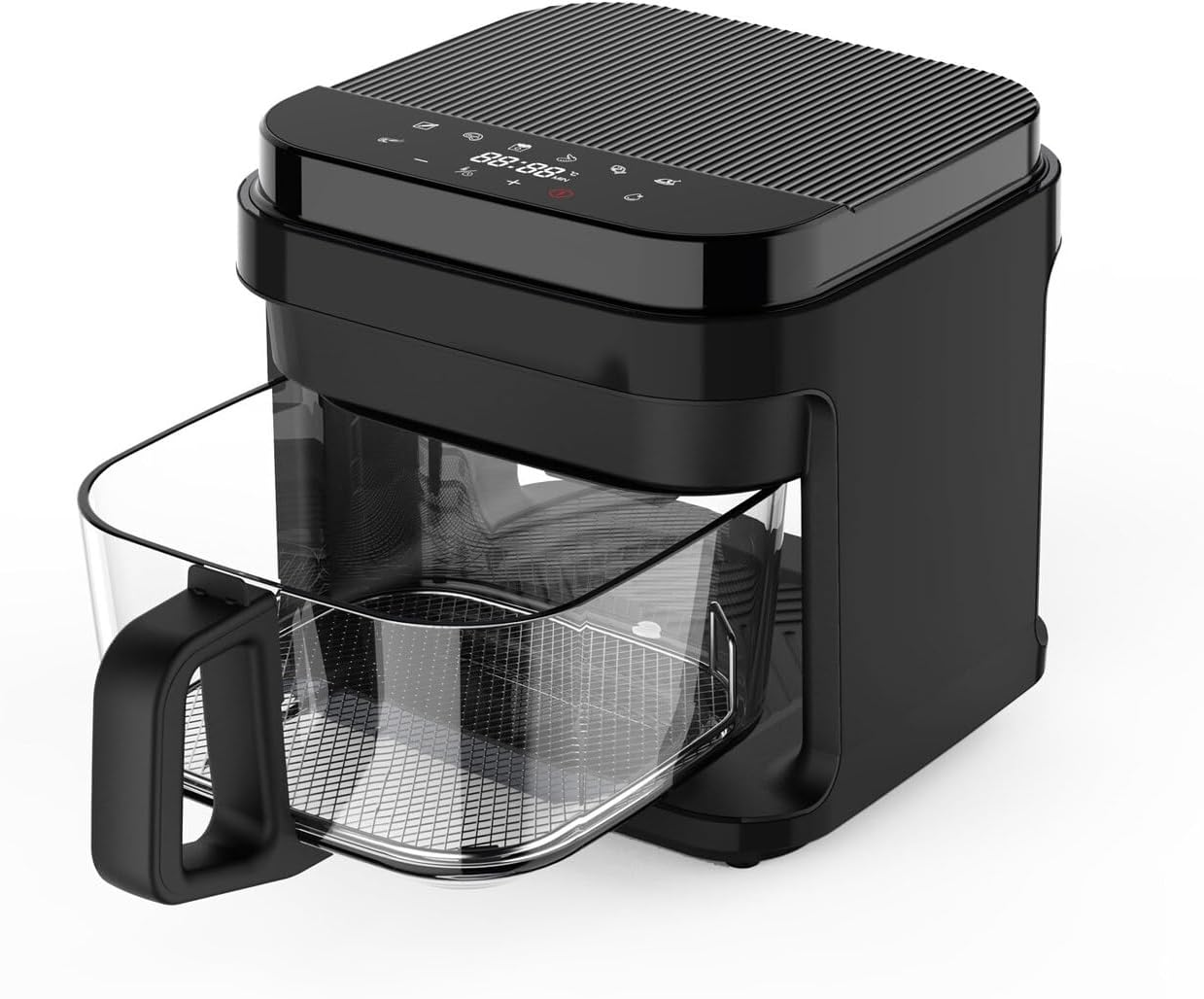 6.5L Glass Digital Air Fryer - Detachable Glass Pot, Easy-To-Use Controls, Timer, Temperature Controls. Accessories: Mesh Tray & Heatproof Matt
