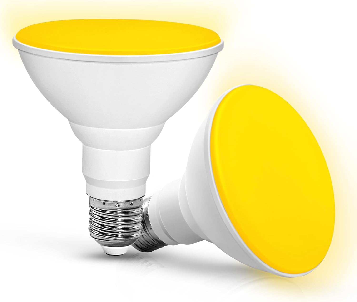 2 Pack PAR30 Yellow Bug Light Bulb Outdoor, 100W Equivalent Yellow Amber Flood Bug Lights for Outside, 12W LED Bulb E26 Base Flood Bulbs for Porch Lights, Hallway,Halloween, Christmas Decor