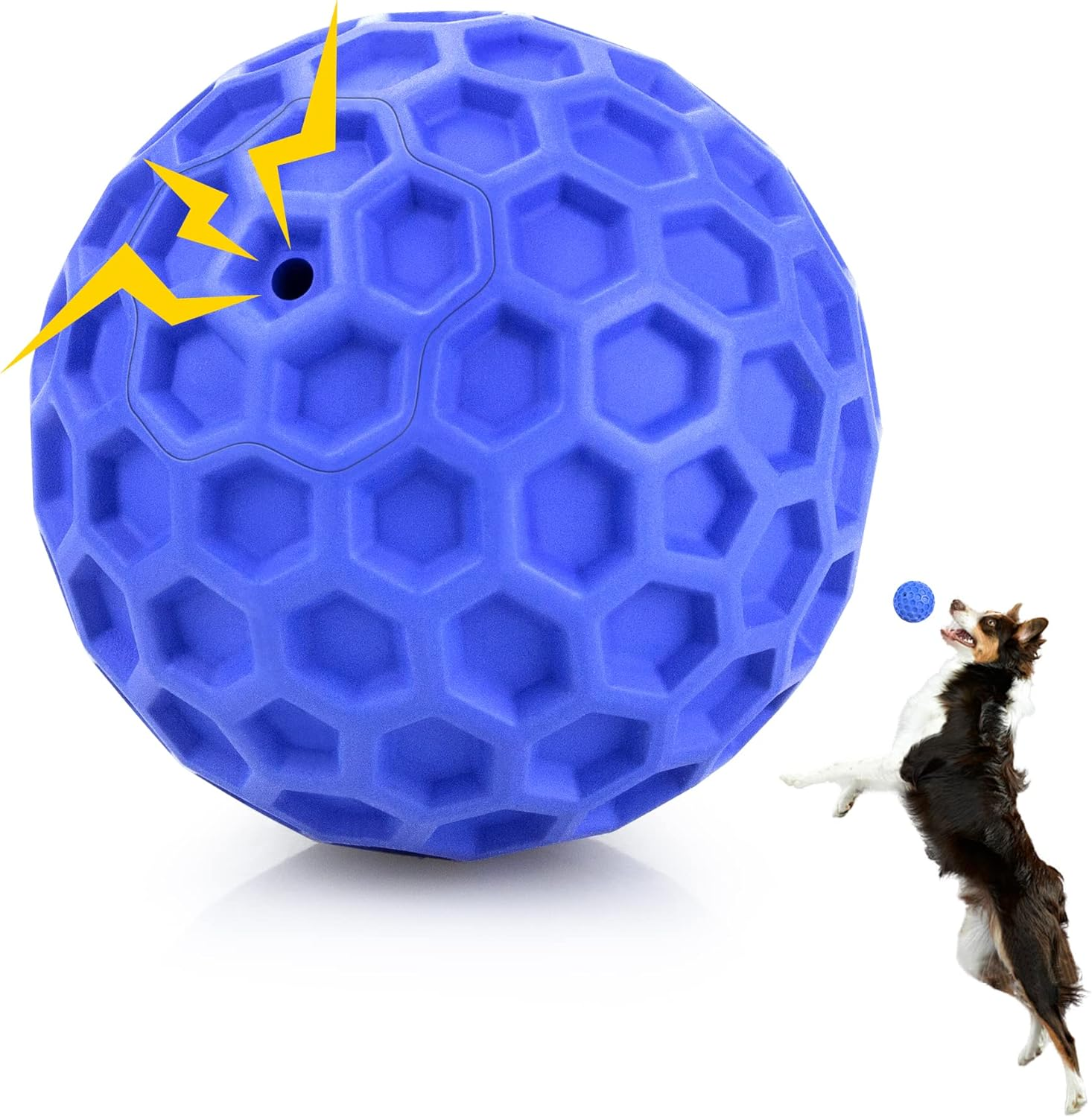 Indestructible Squeaky Dog Ball, Relieves Anxiety, Cleans Teeth, Interactive 