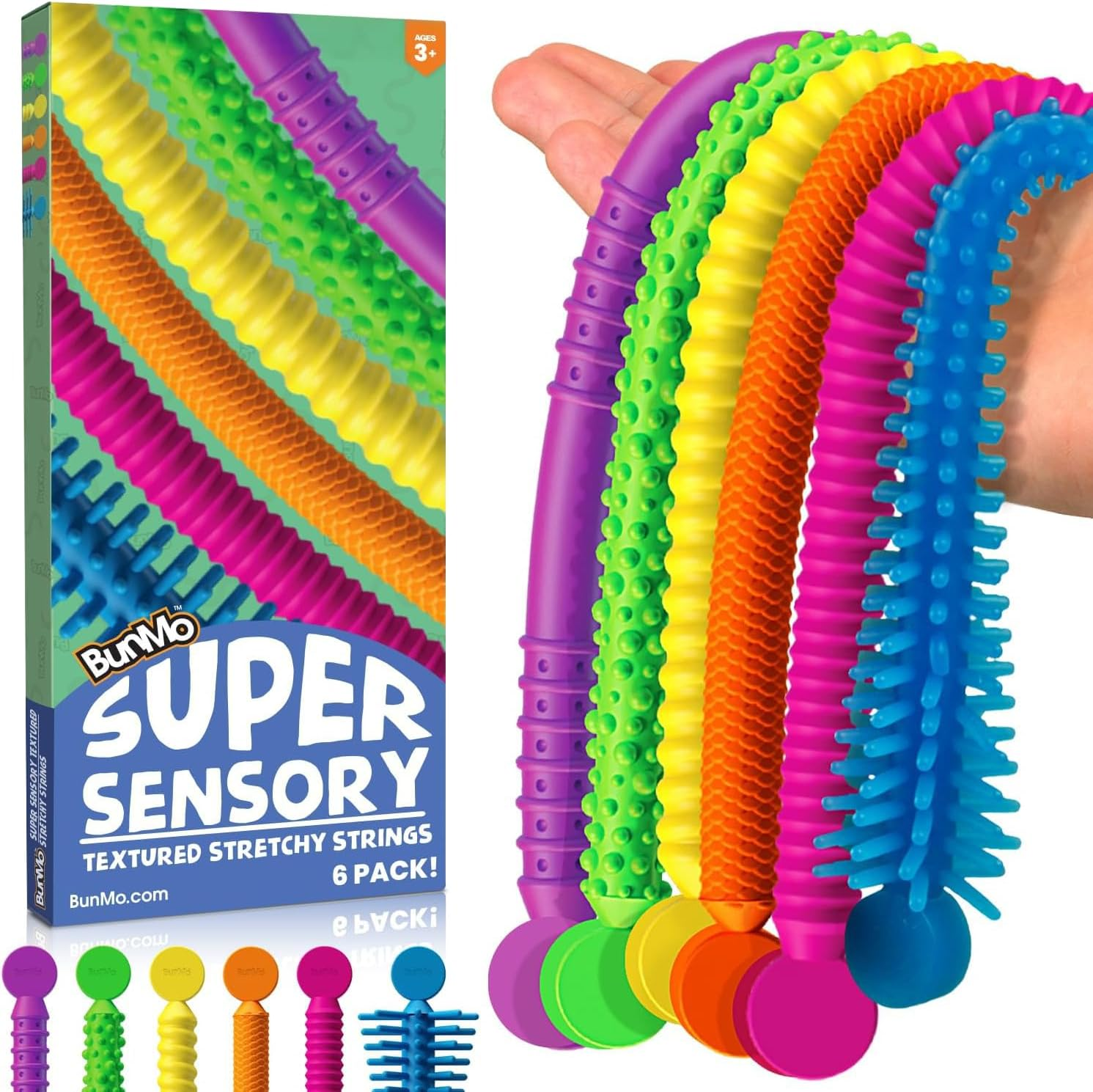 Stocking Stuffers for Kids - Stretchy Sensory Strings - Sensory Toys for Kids - Toddler Stocking Stuffers - Hours of Fun - Super Sensorial - 6 Pack