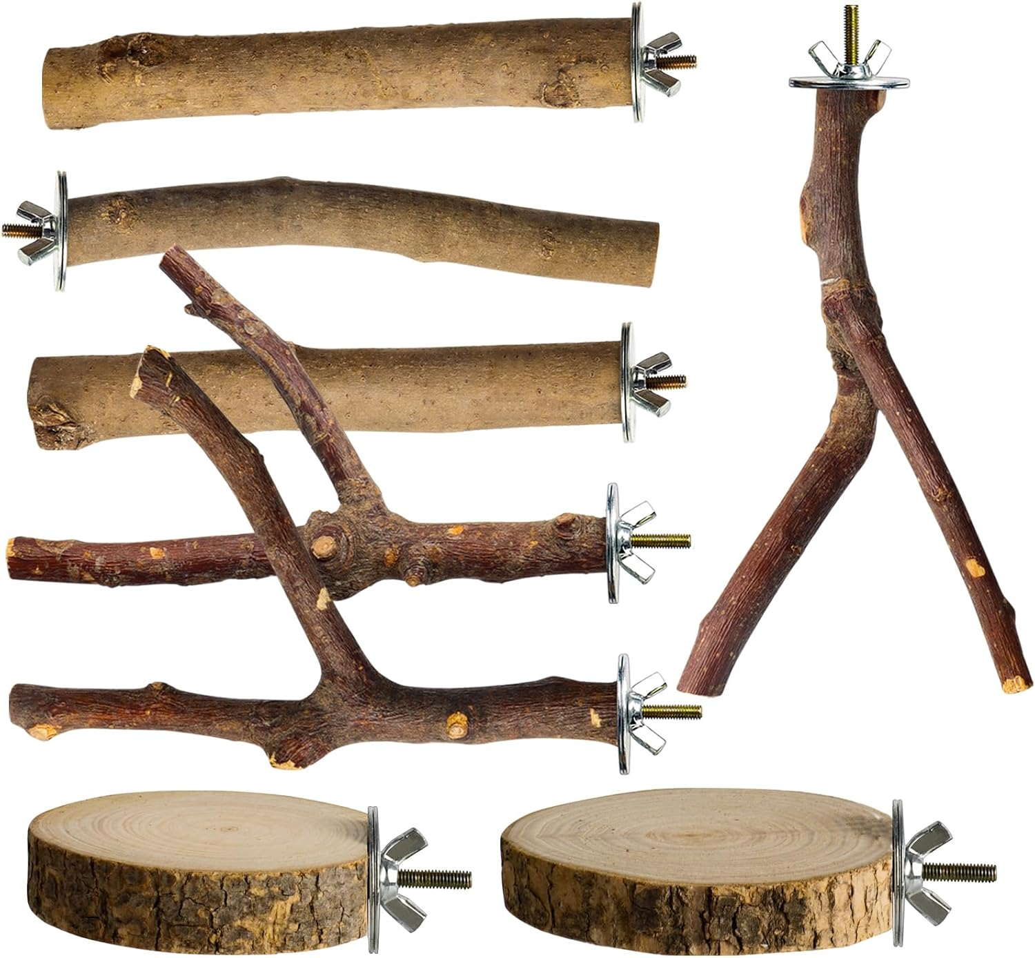 8 Pack 9 Inch Natural Wood Bird Perches Parrot Perch Stand Parakeet Toys Bird