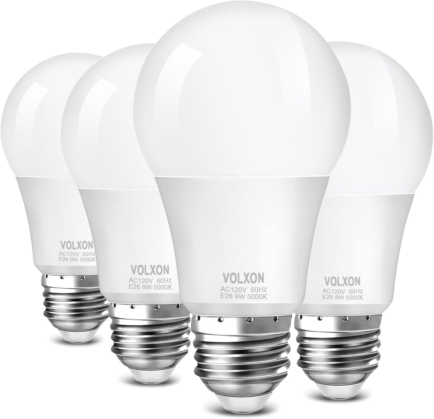 A19 LED Light Bulb, 9 Watt Equivalent 60 Watt Led Light Bulb, Bright Light Bulb 850LM, Non-Dimmable, Daylight White 5000K, Standard E26 Base, CRI 85+, No Flicker, ETL Listed, 4 Pack