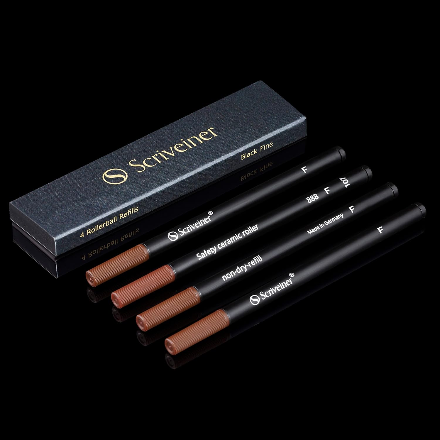 Recambio de rollerball negro fino 4 recambios disenados para bolígrafos Scriveiner