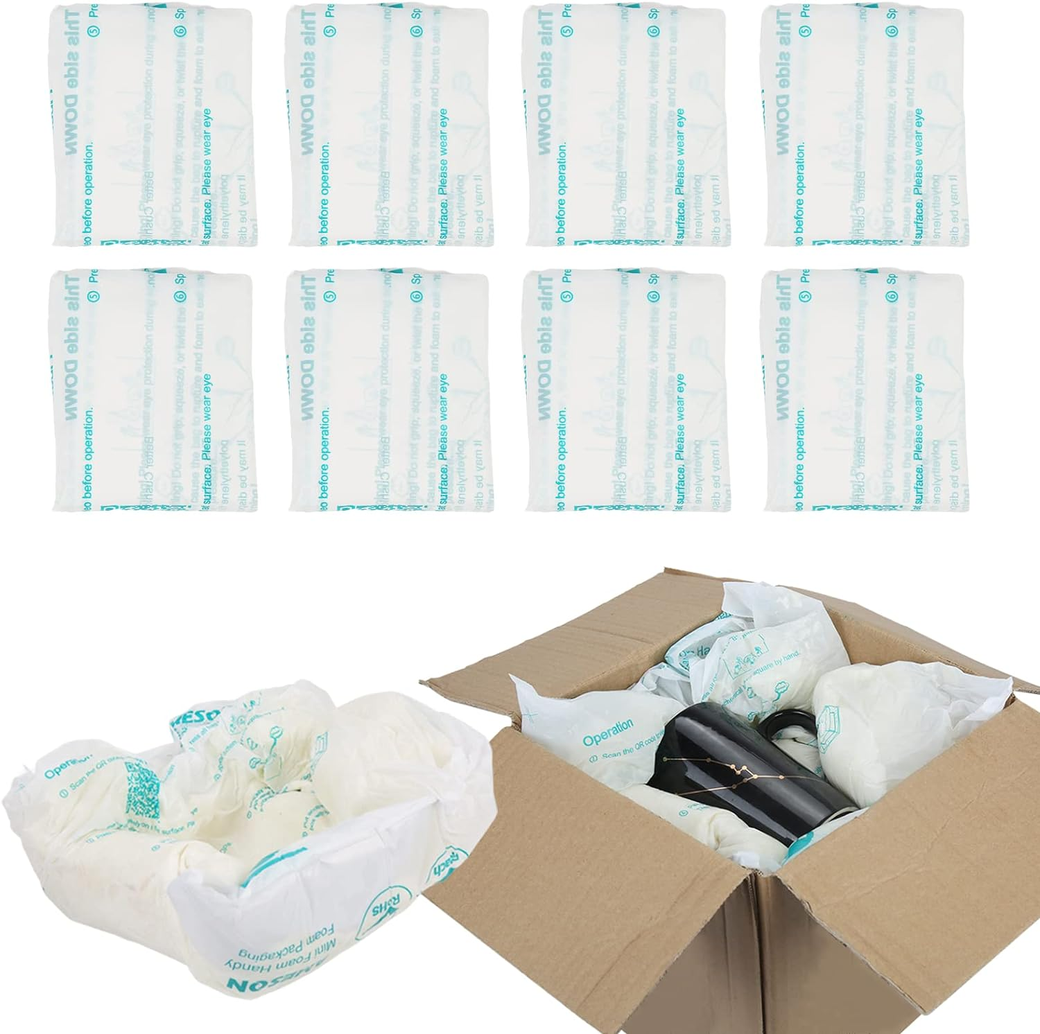 Foam Bag for Shipping, Pack of 8 Handy Foam Room Temperature Expanding Foam Packaging Bags, Instant Pack Quick Expanding Packaging Filler - Packing and Shipping Solution