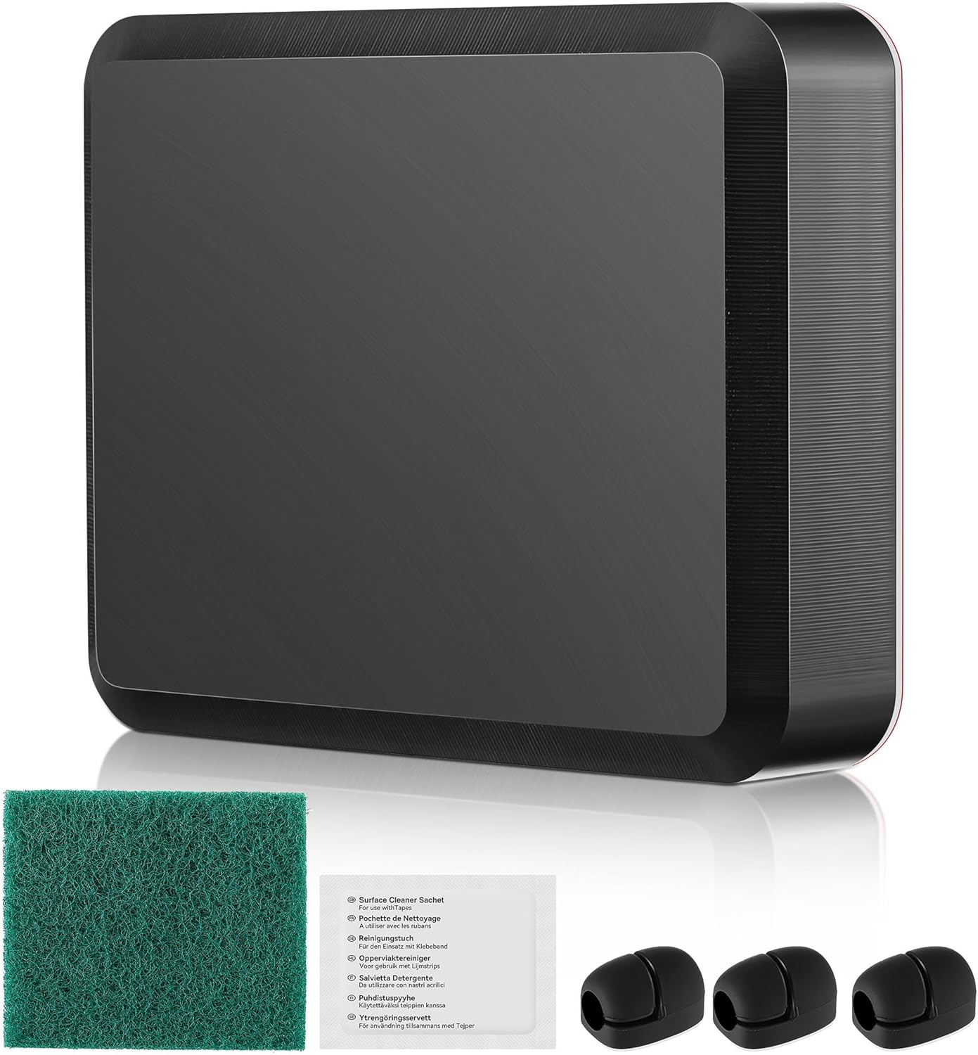 Transducer Mounting Plate Kit, 25Mm Transducer Mount with Adhesive, Adhesive Mounting with Scouring Pads Cleaning Wipes, No Drill Sensor Mount(Black,4.3 X 3.5 Inch)