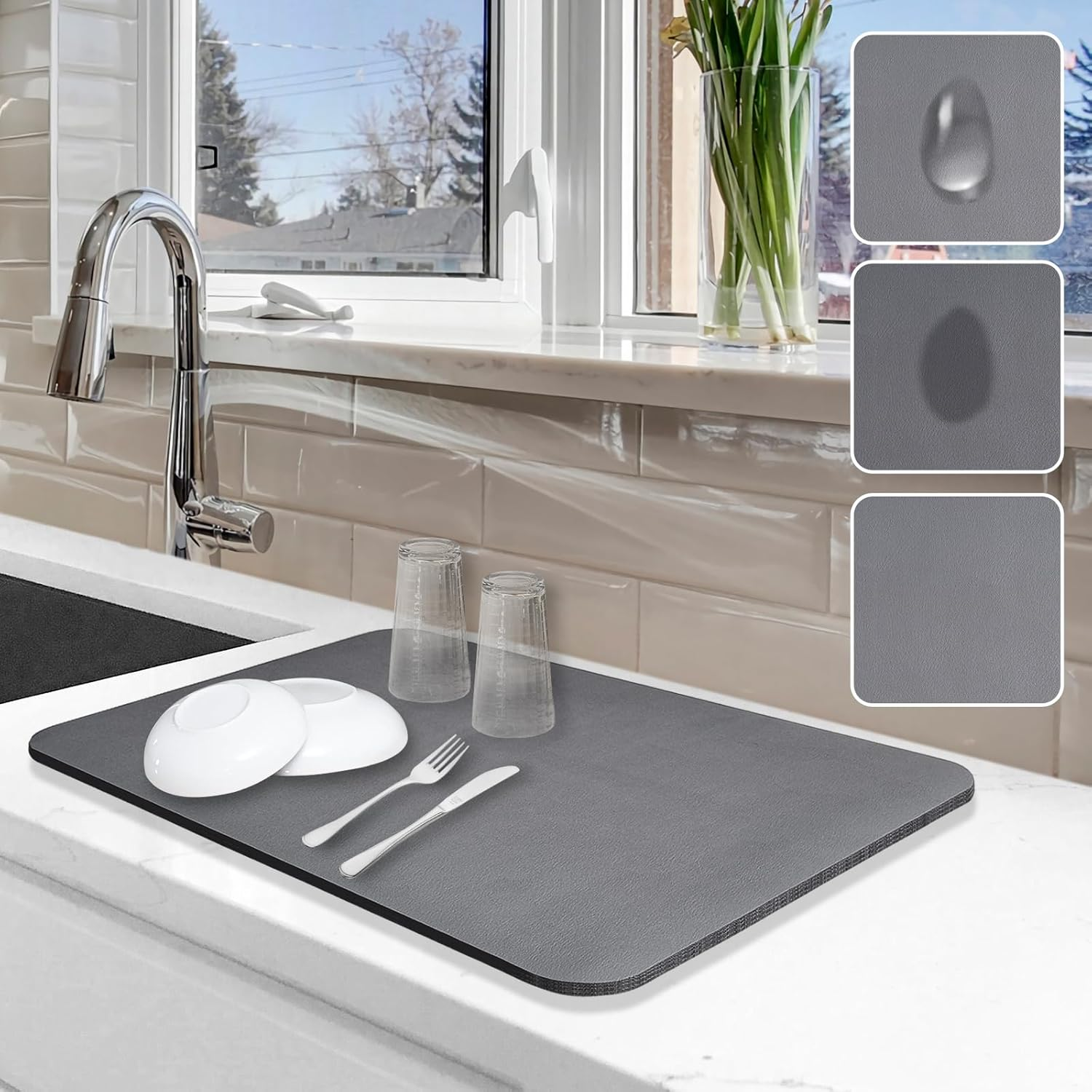 Dish Drying Mat for Kitchen Counter, 12