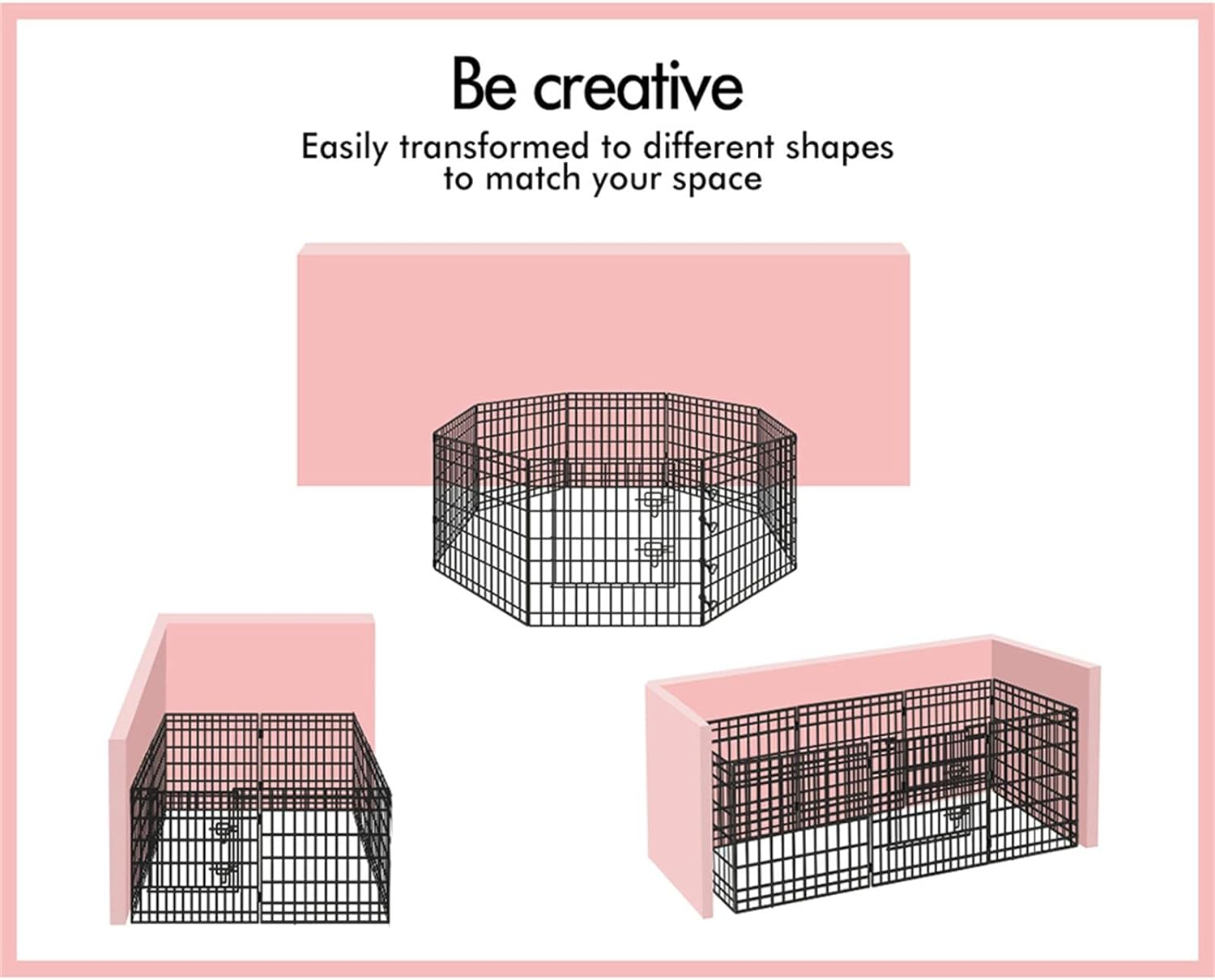 Beastie Foldable Pet Dog Metal Playpen 36", 8 Panels Folding Dog Play Pen Fra... - Picture 5 of 17