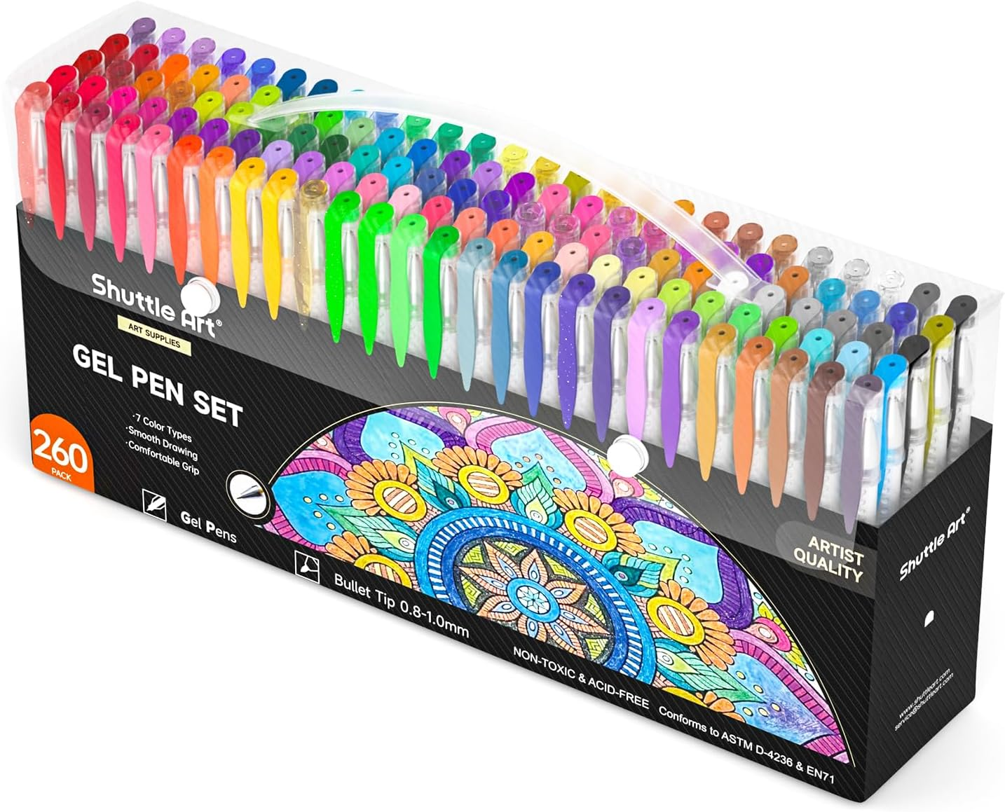 260 Pack Gel Pens Set, 130 Colors with 130 Refills for Adults Coloring Books Drawing Crafts Scrapbooking Journaling